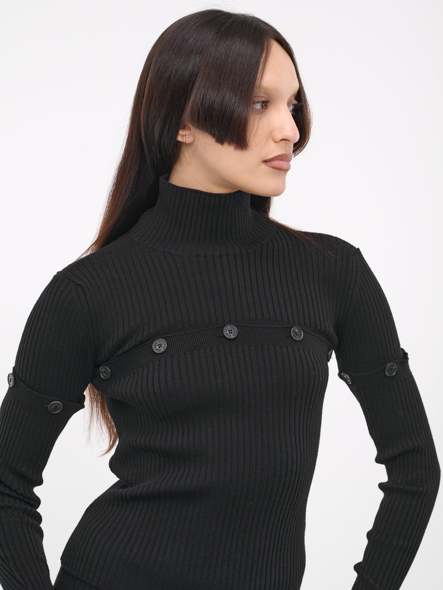 Buttoned Knit Top (23-15-F-PL036-M057-BLACK)