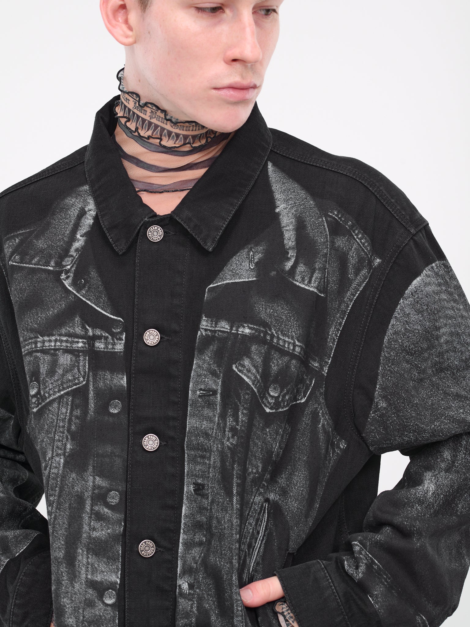 Trompe L'oiel Denim Jacket (23-15-U-VE026ILP-D009-BLACK)