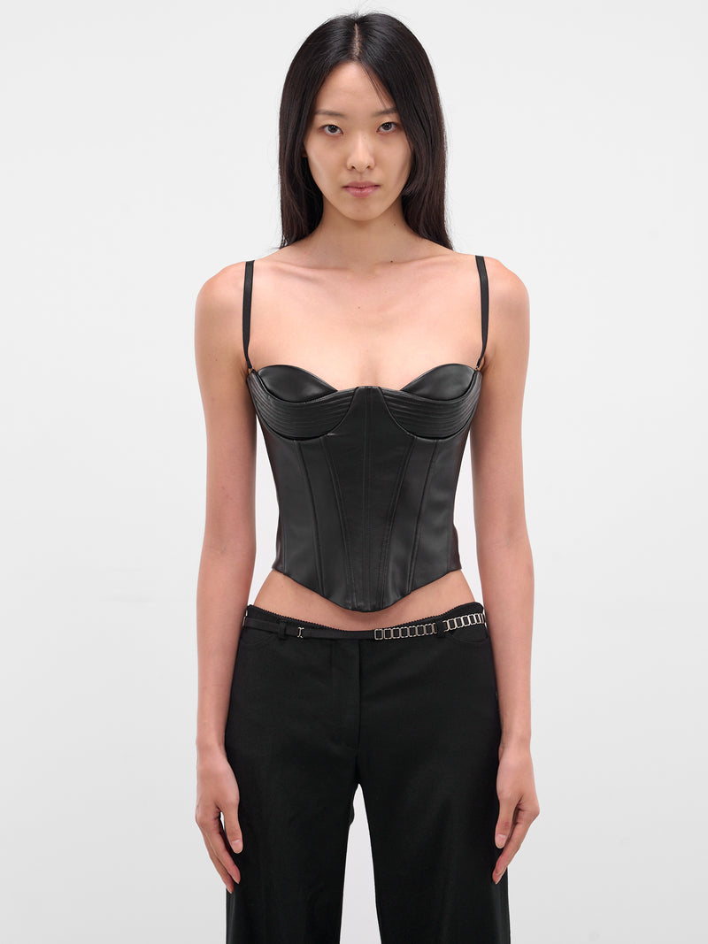 Black Vegan Leather Corset Top (23-BLACK)