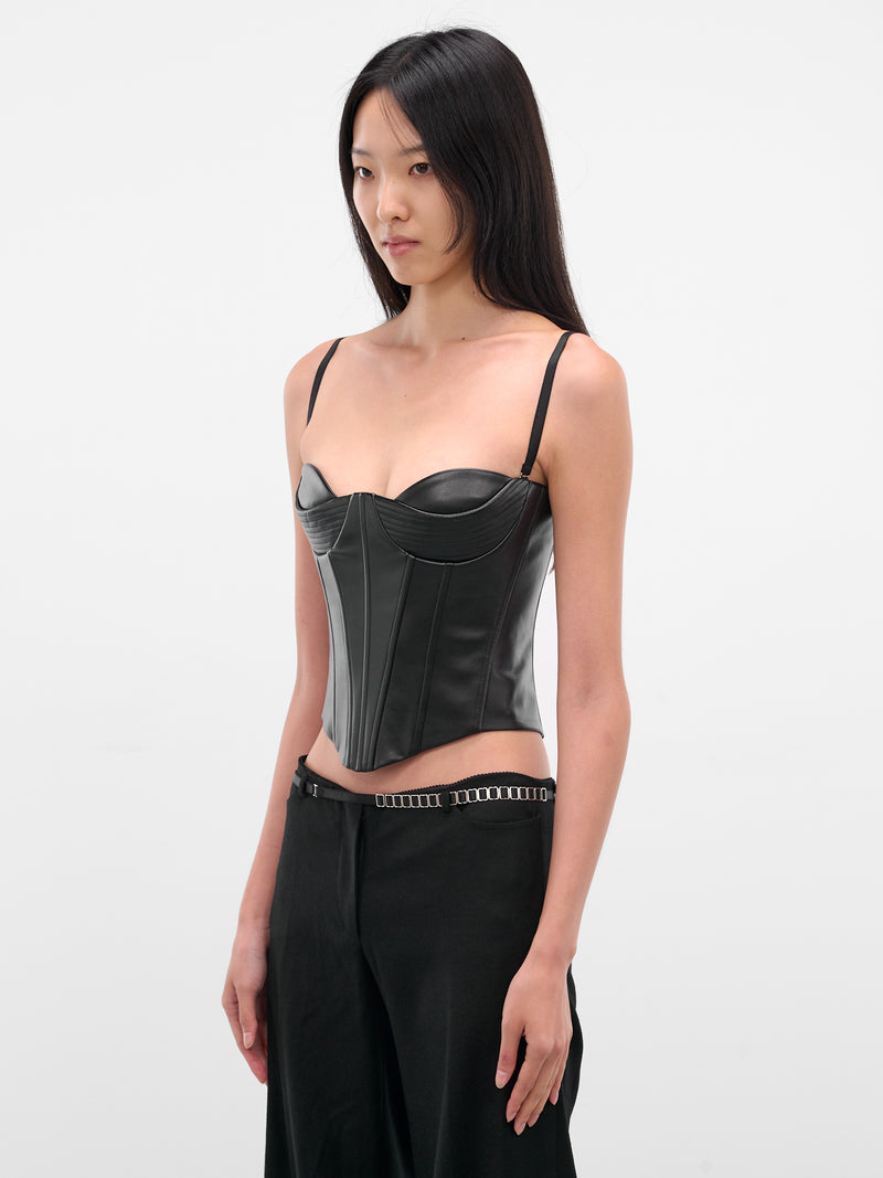Black Vegan Leather Corset Top (23-BLACK)