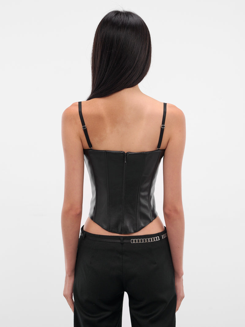 Black Vegan Leather Corset Top (23-BLACK)