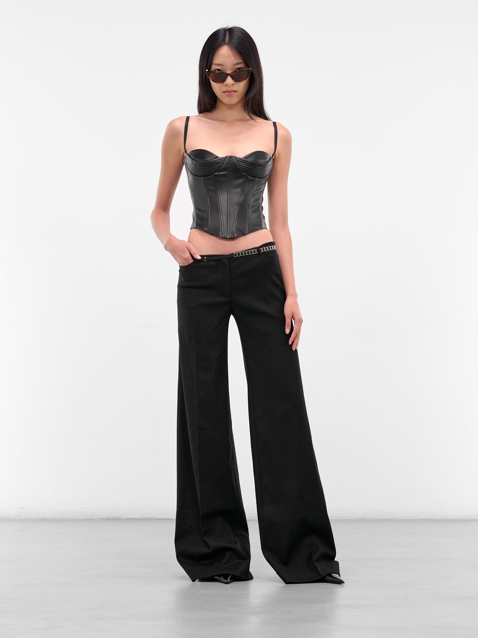 Black Vegan Leather Corset Top (23-BLACK)