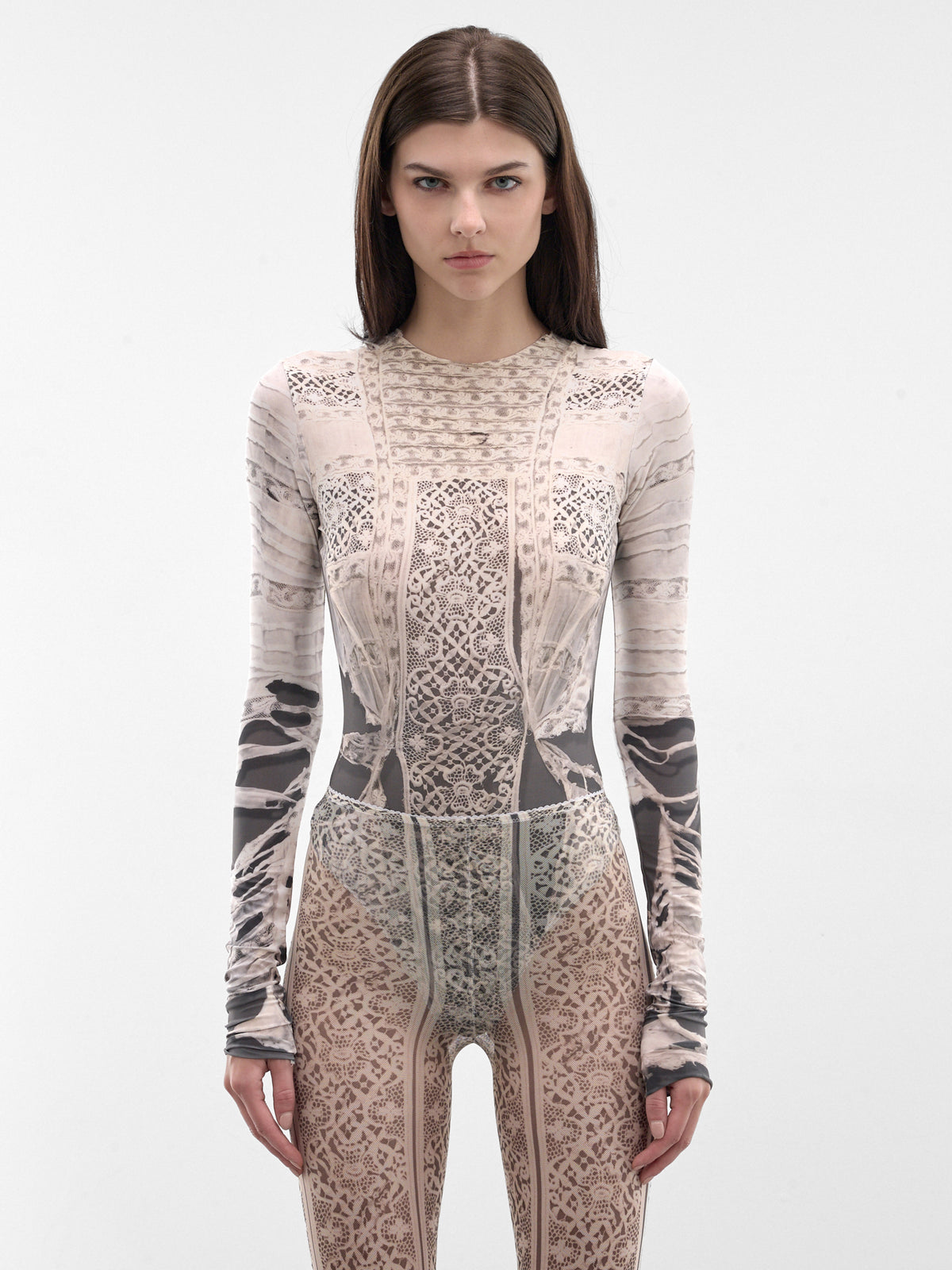 Past Edges Trompe L'oeil Bodysuit (25-PASTE-EDGES-BODYSUIT-GREY)