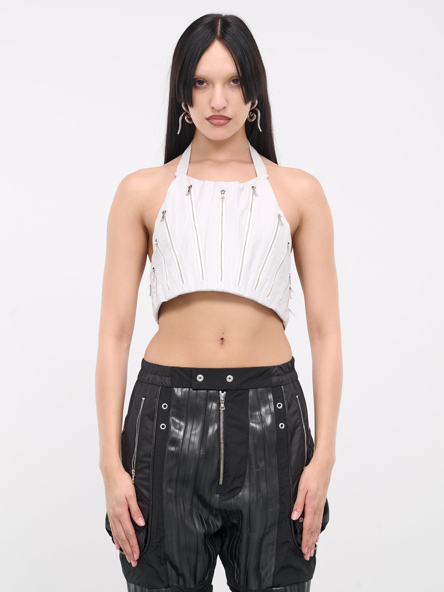 Zip Halter Top (23007-GREY)