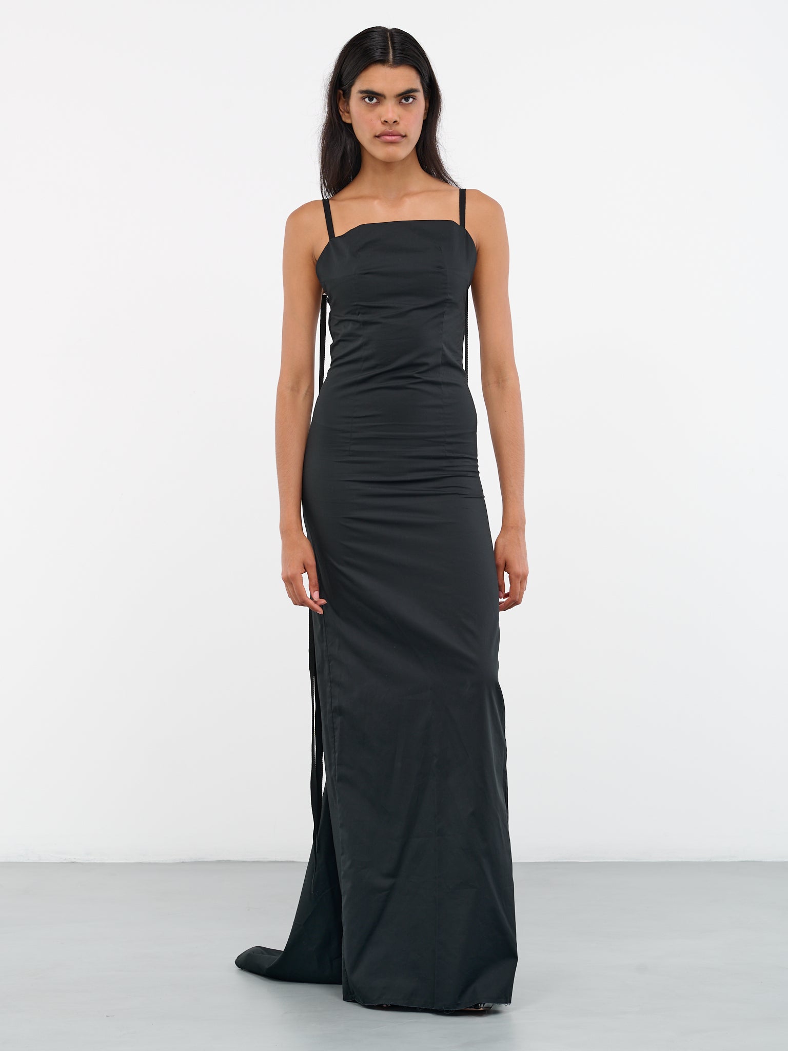 Hortense Long Slip Dress (2301-W-DR07-FA028-099-BLACK)