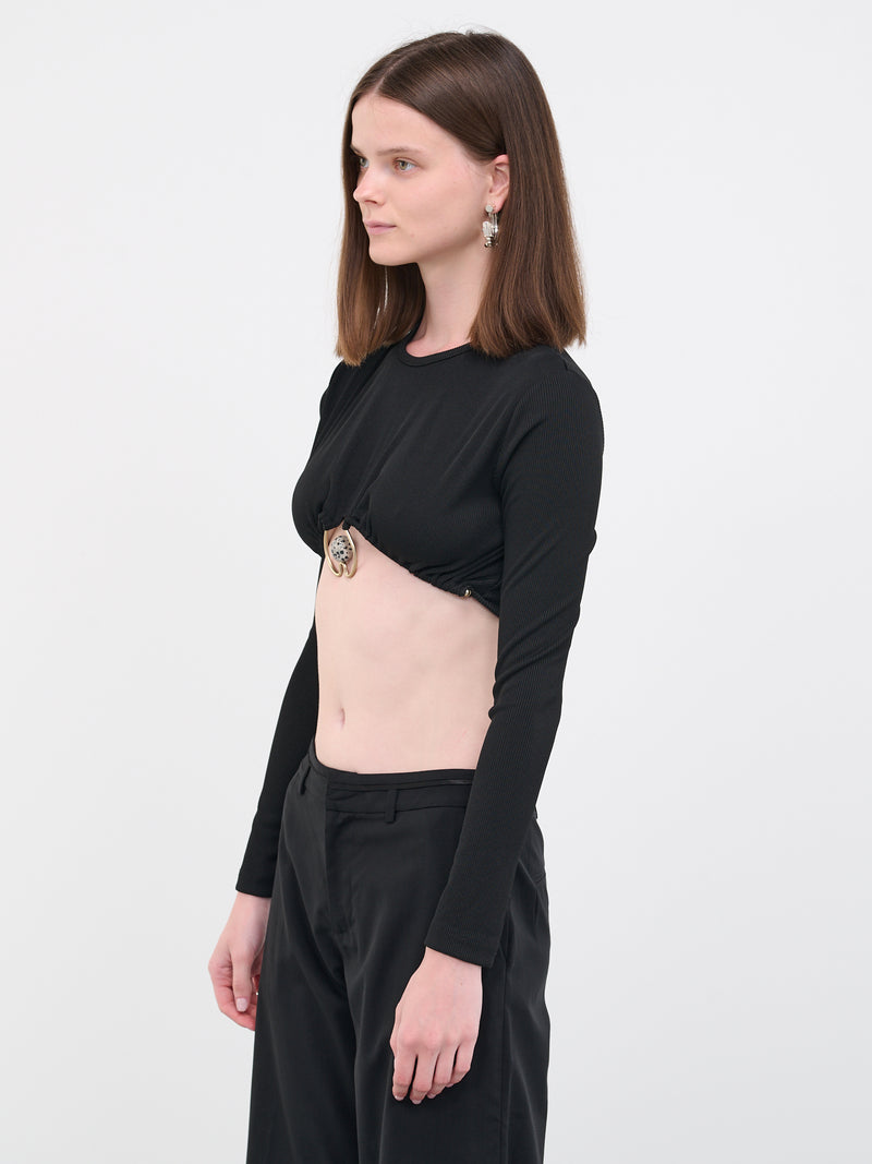 Crystal Stone Crop Tee (23011023-BLACK)