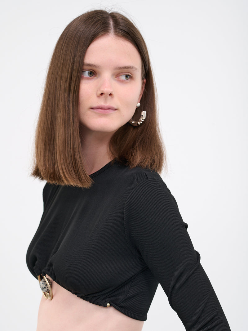 Crystal Stone Crop Tee (23011023-BLACK)