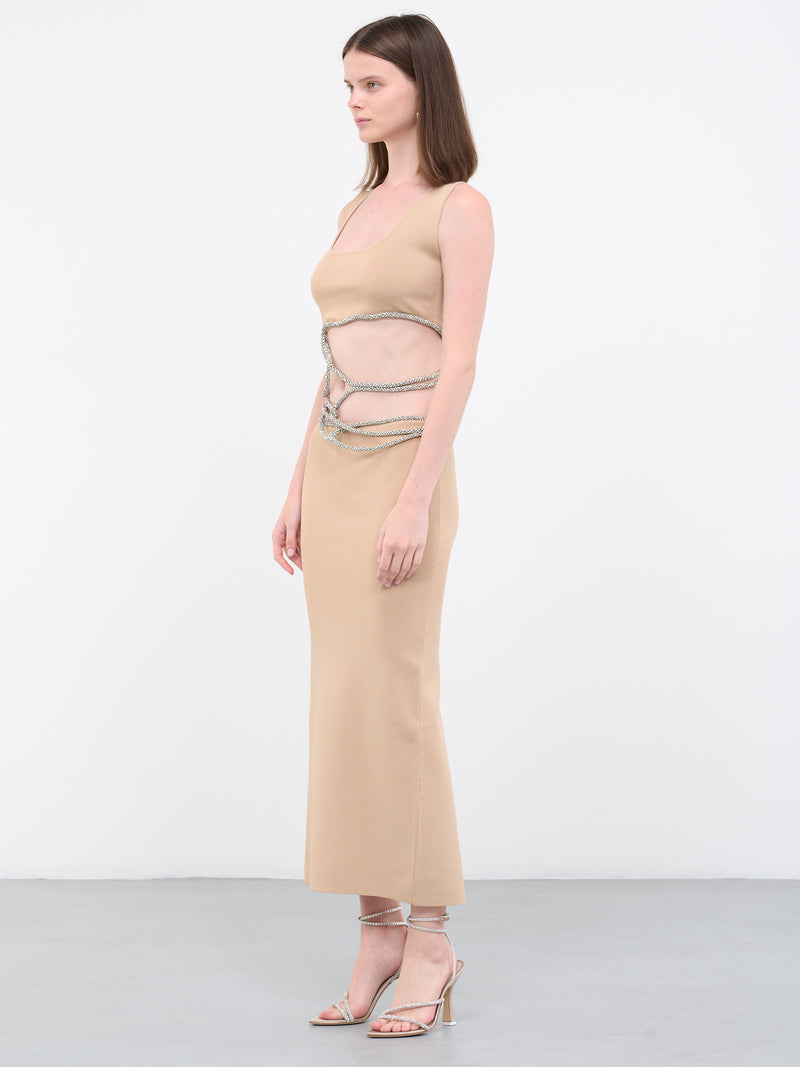 Crystal Lattice Interlink Dress (23013033-HONEY)