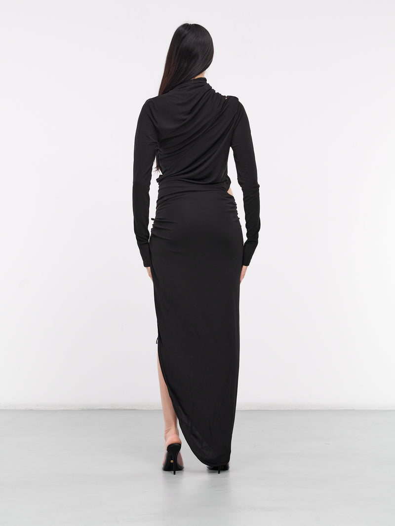 Framed Drape Slice Dress (24013172-BLACK)