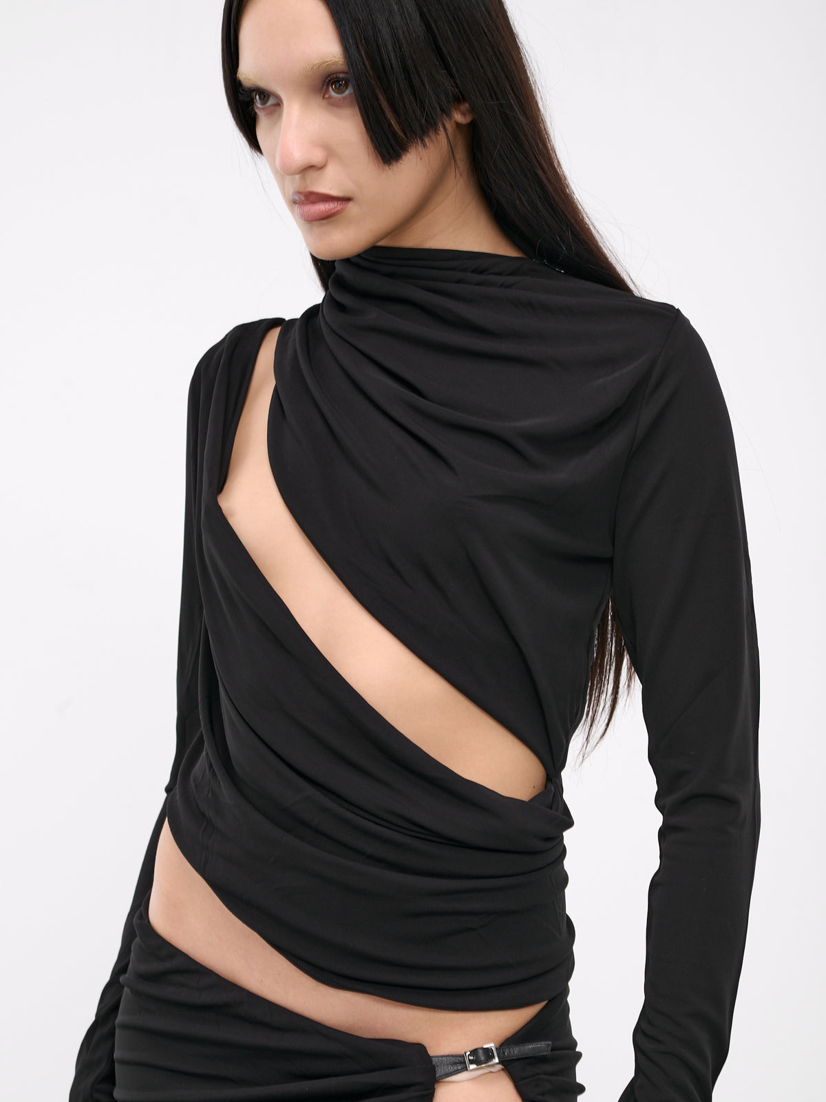 Framed Drape Slice Dress (24013172-BLACK)