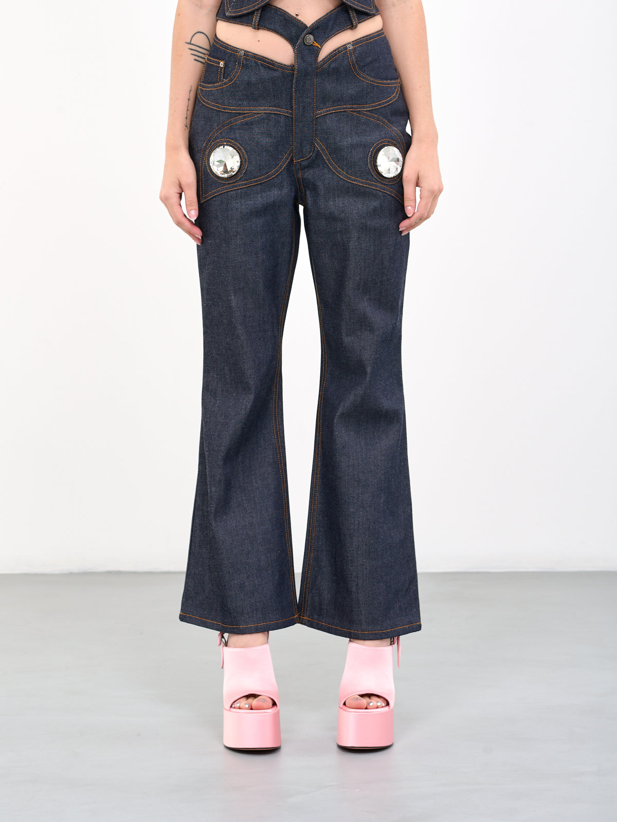 AREA Butterfly Cut-Out Jeans | H.Lorenzo - front