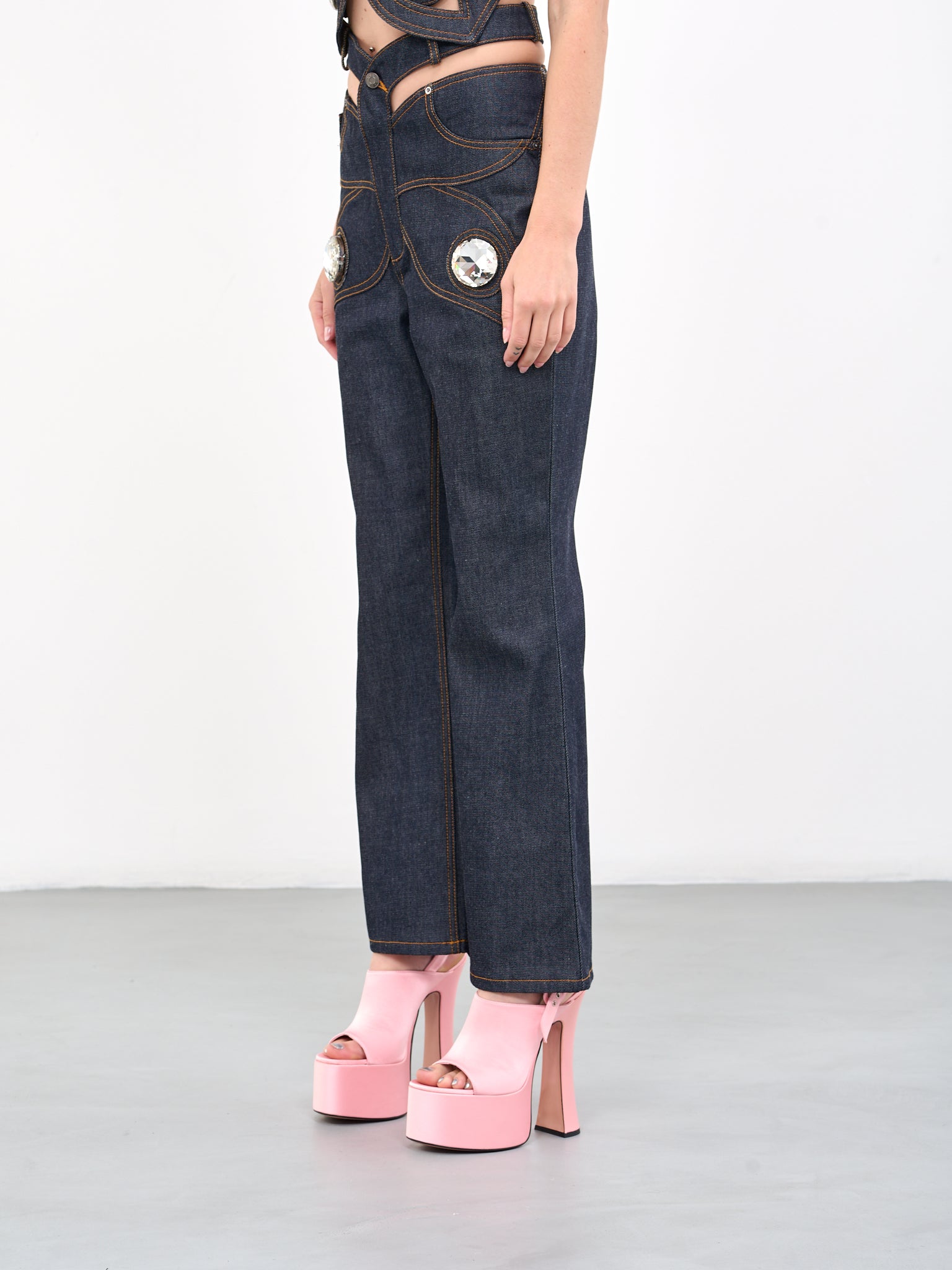 AREA Butterfly Cut-Out Jeans | H.Lorenzo - side