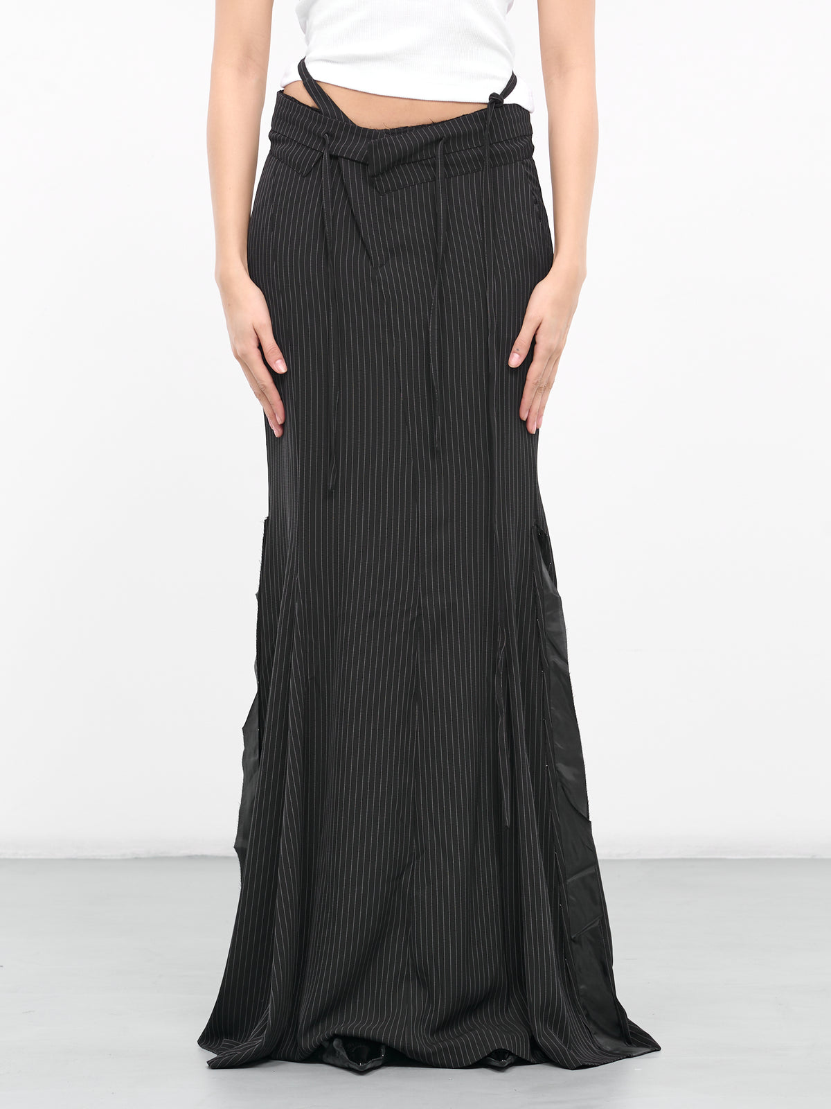 Mermaid Pinstripe Suit Skirt (2304201-BLACK-PINSTRIPE)