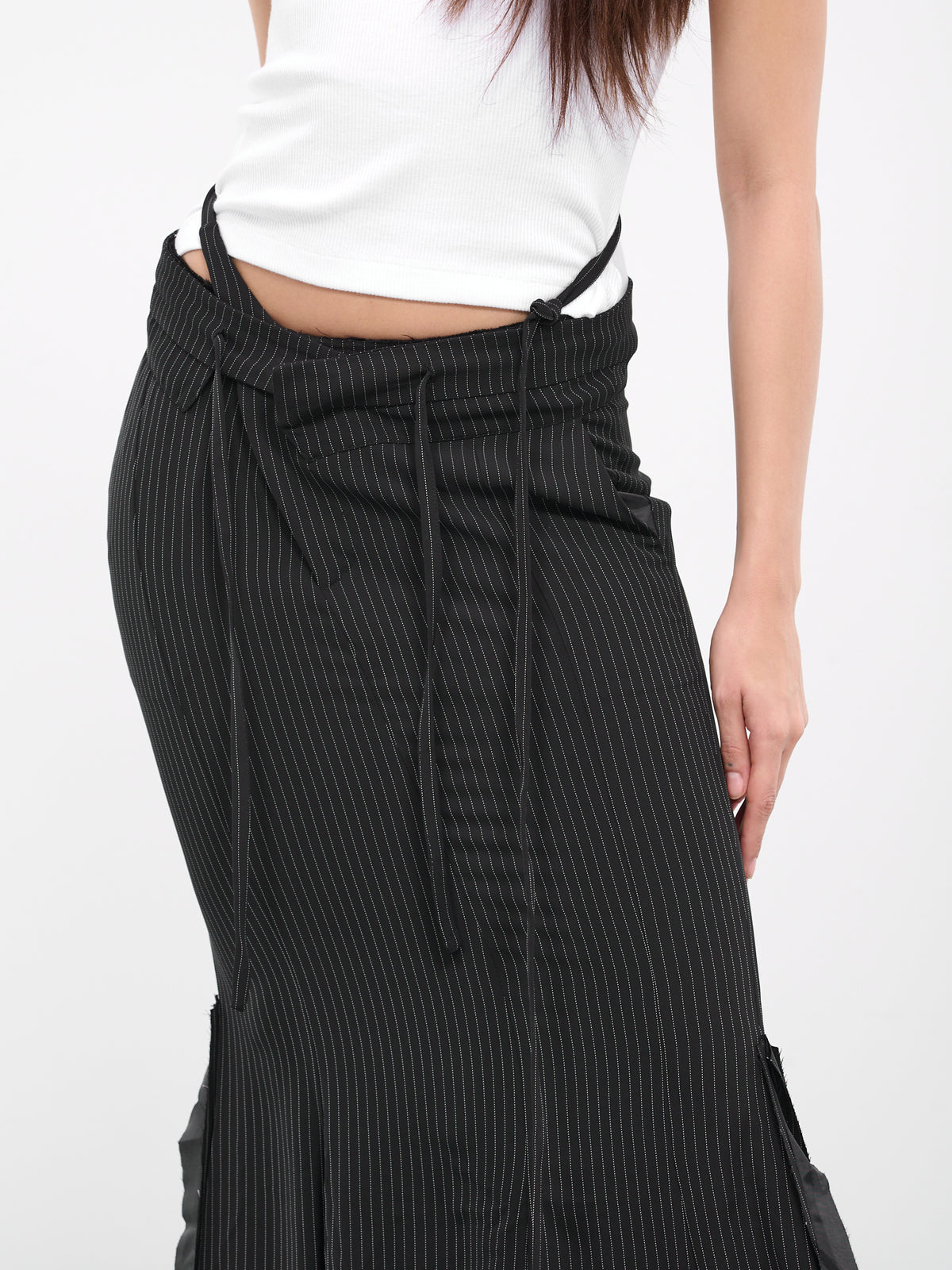 Mermaid Pinstripe Suit Skirt (2304201-BLACK-PINSTRIPE)