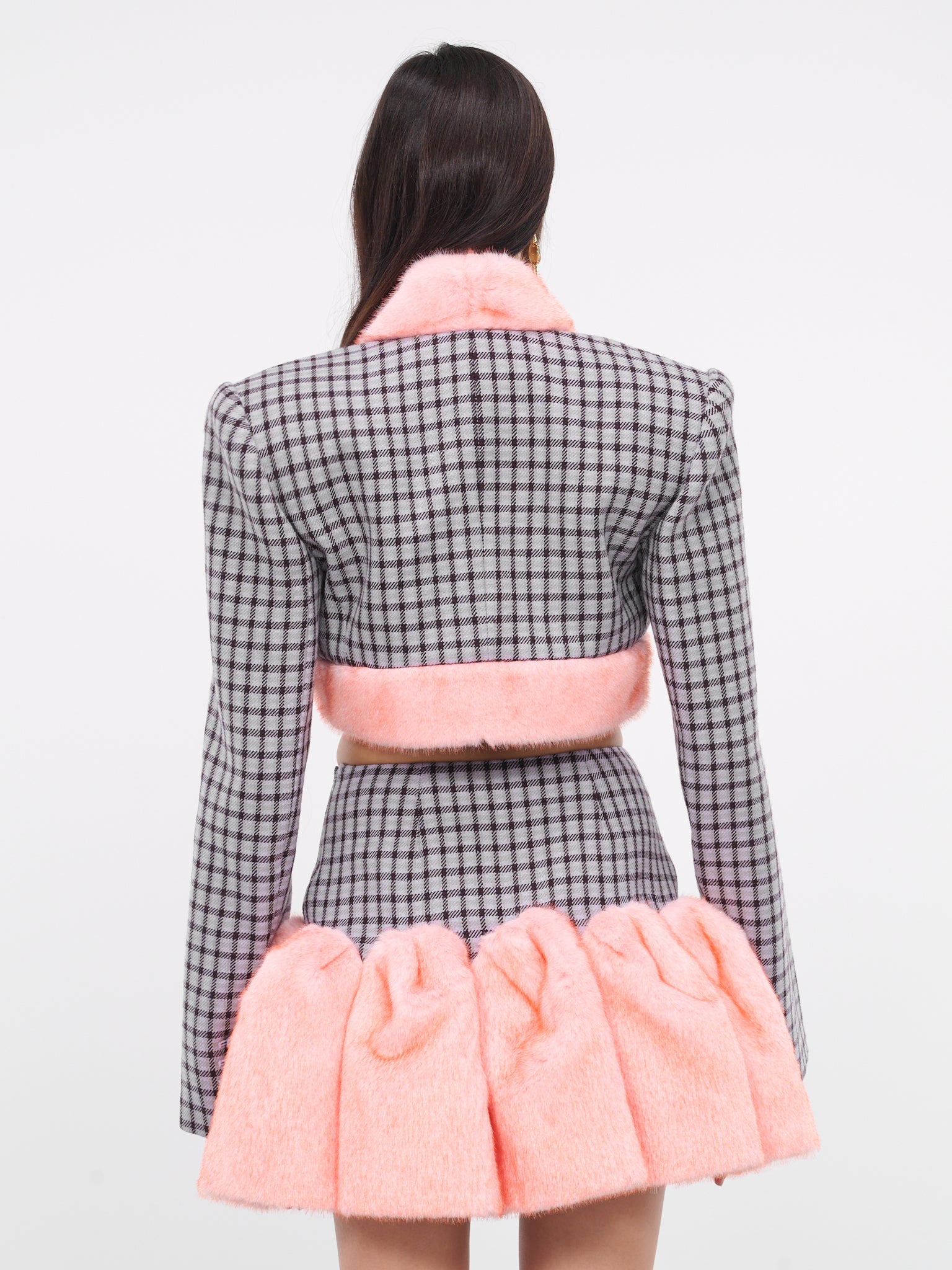 Check Fur Jacket (2304J25234-LILAC-MULTI)