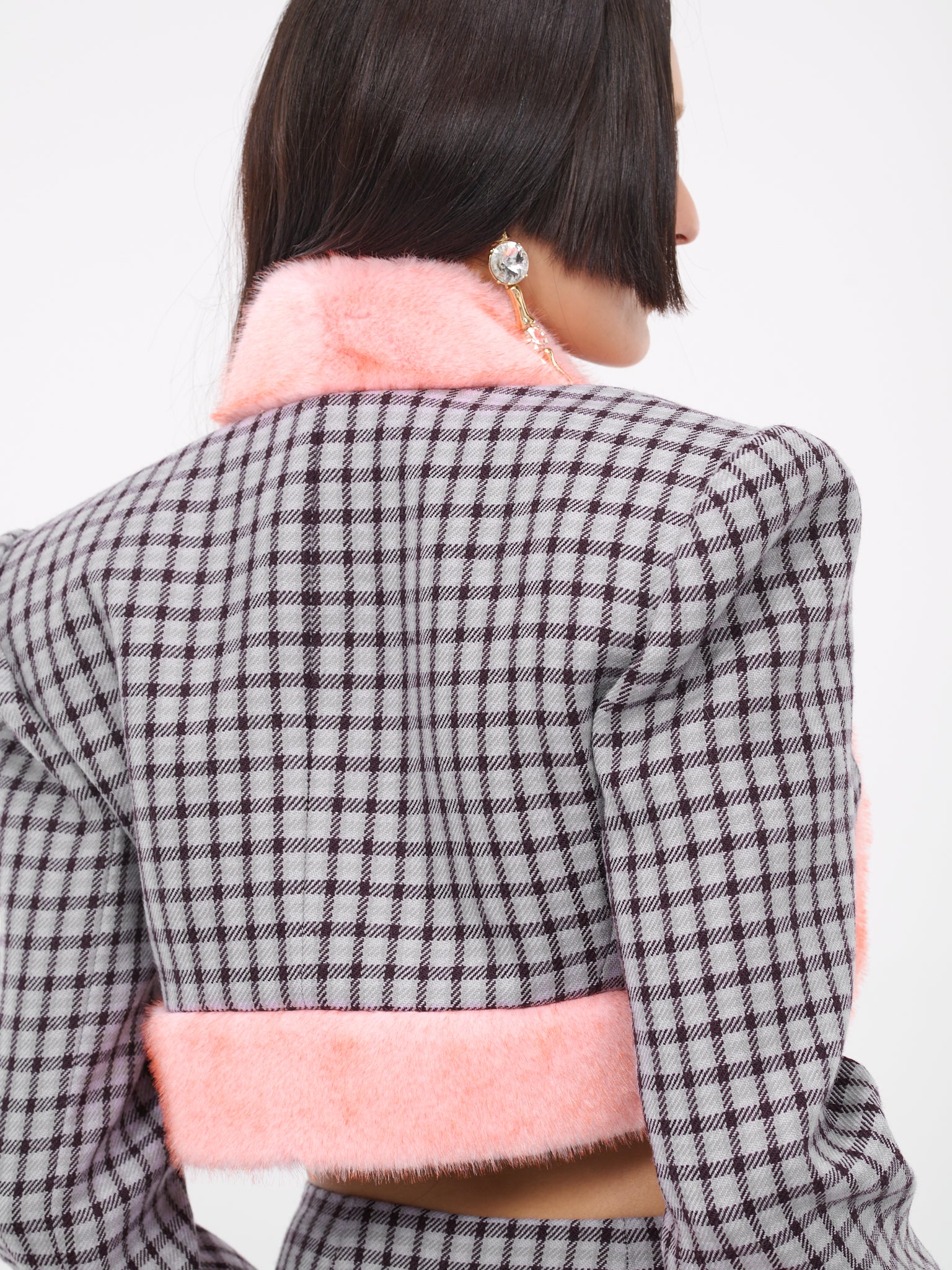Check Fur Jacket (2304J25234-LILAC-MULTI)