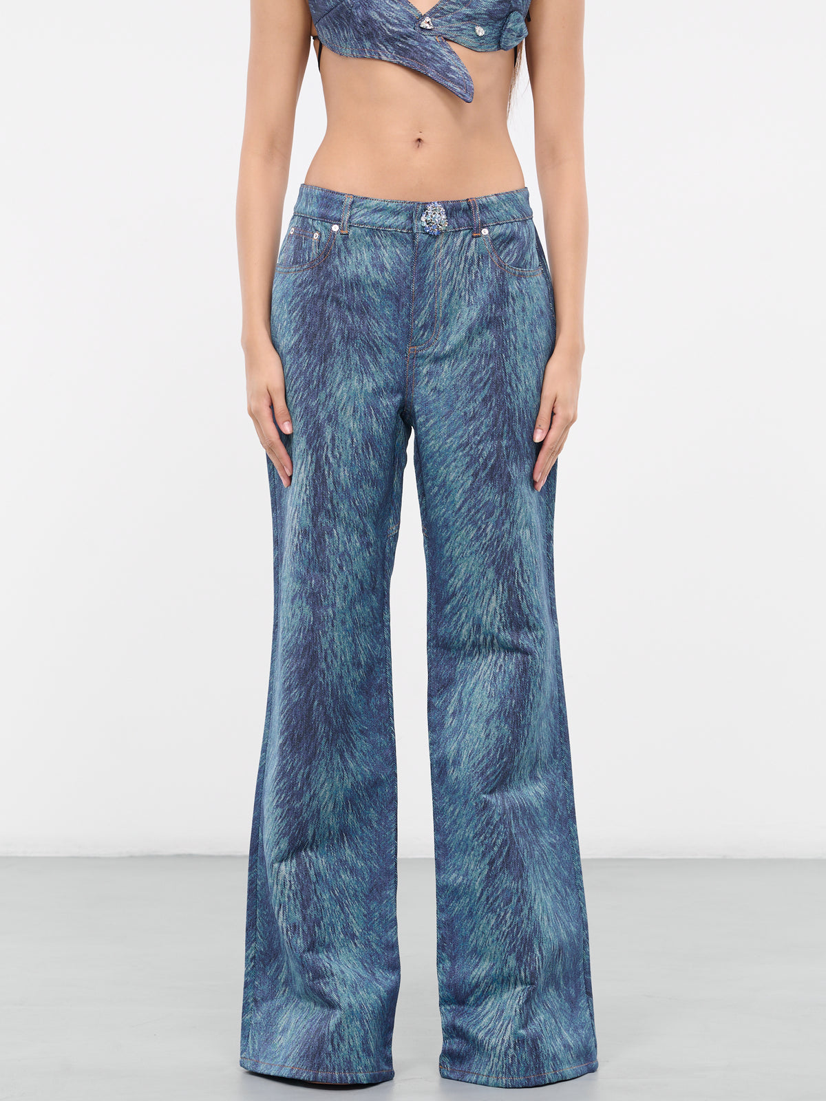 Fur Print Wide Pants (2304P01232-INDIGO-MULTI)