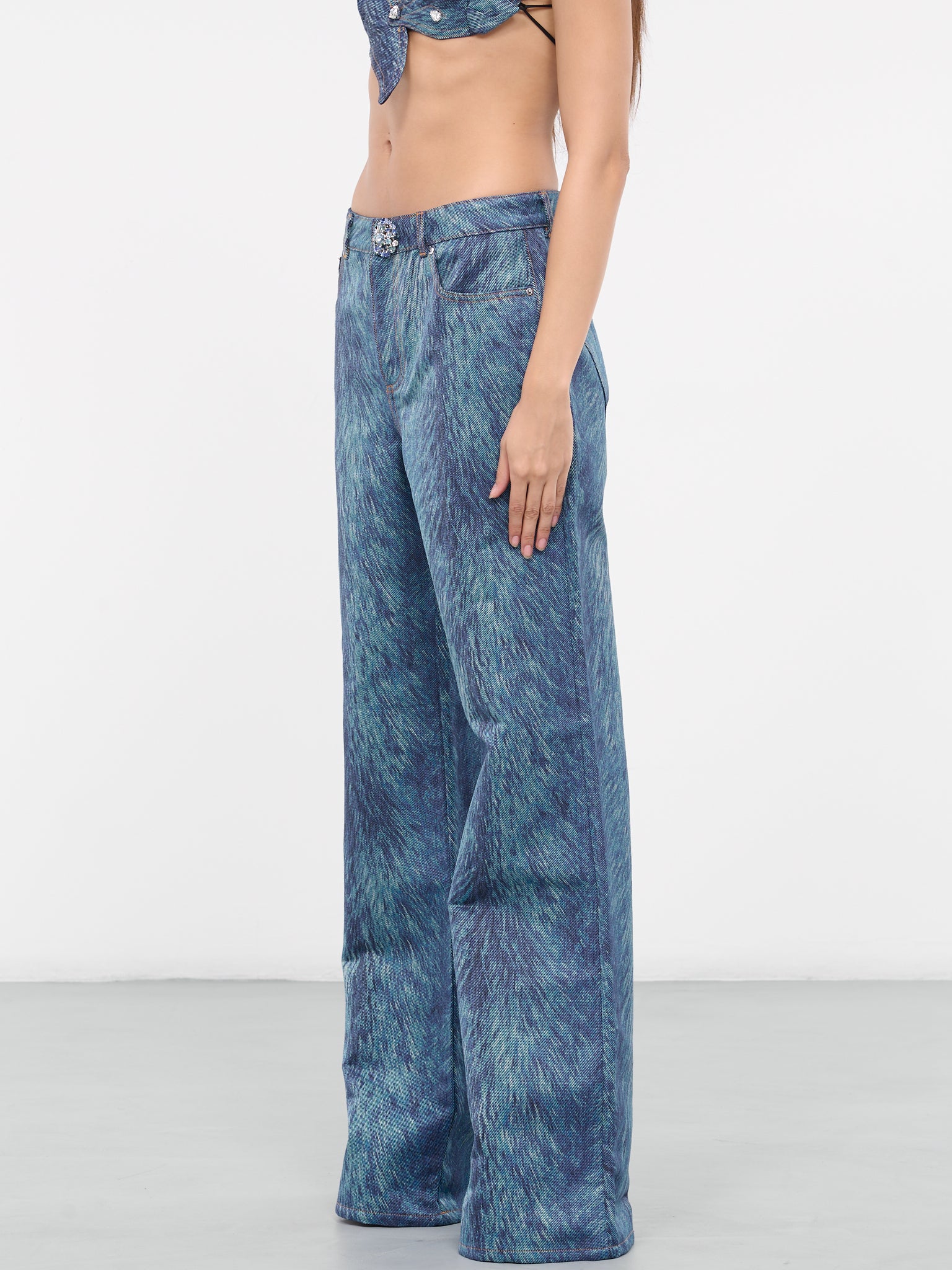 Fur Print Wide Pants (2304P01232-INDIGO-MULTI)