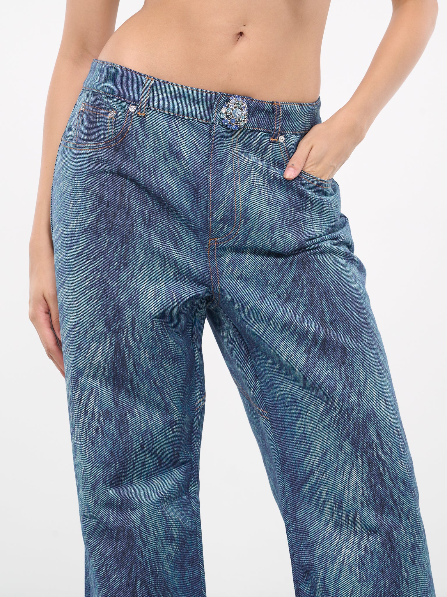 Fur Print Wide Pants (2304P01232-INDIGO-MULTI)