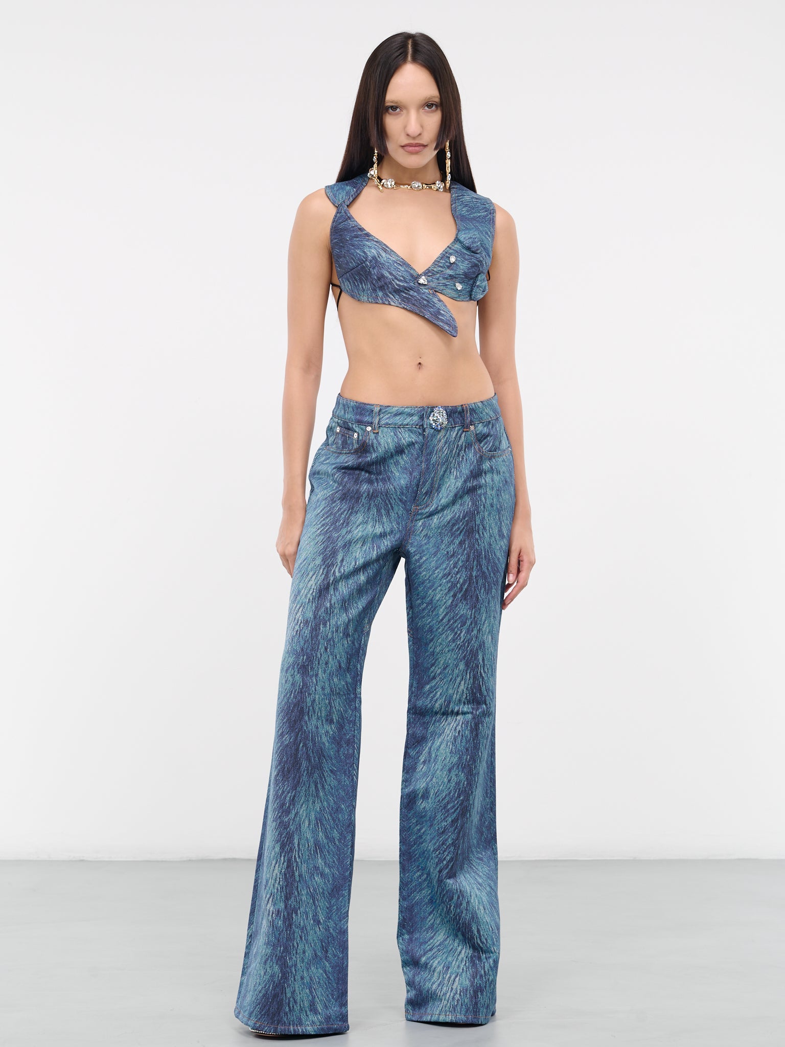 Fur Print Wide Pants (2304P01232-INDIGO-MULTI)