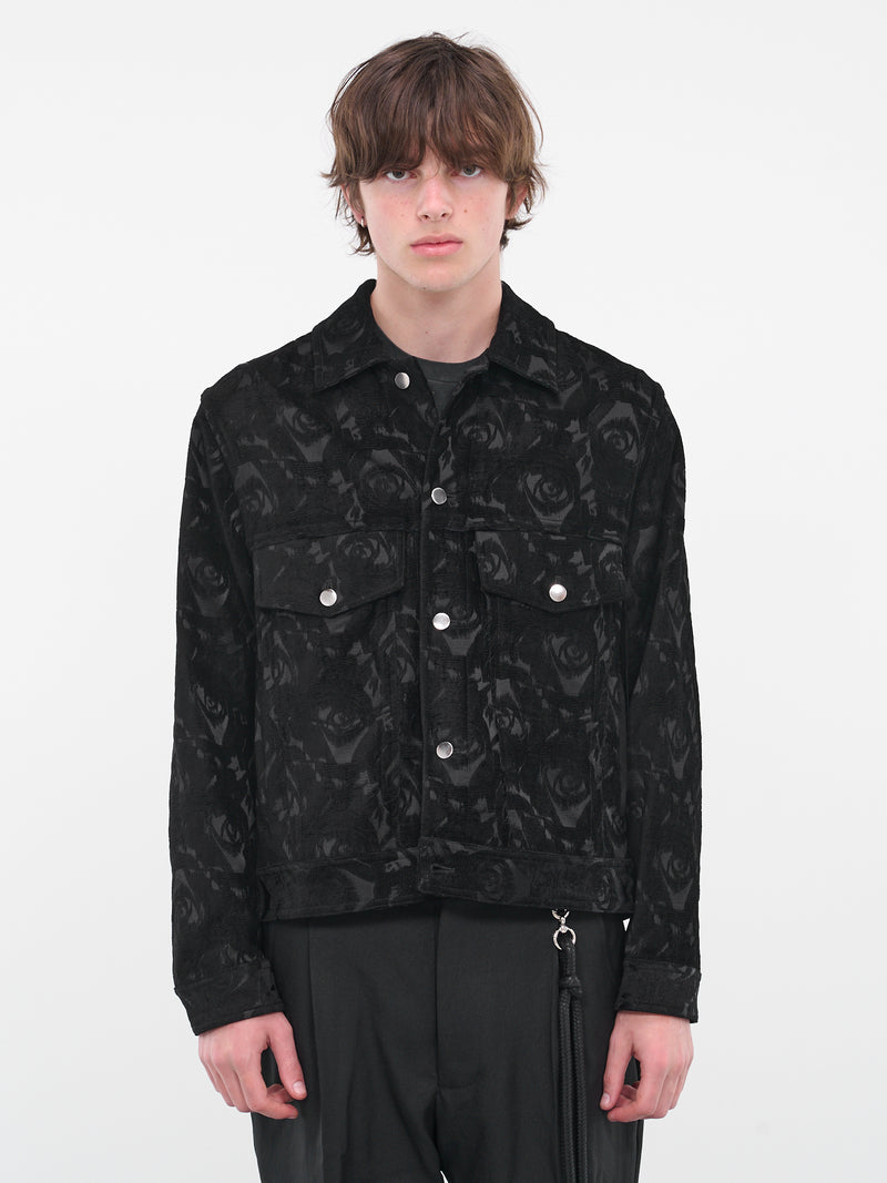 Louis Vuitton Indigo Monogrammed Denim Velvet Collar Detail Jacket S
