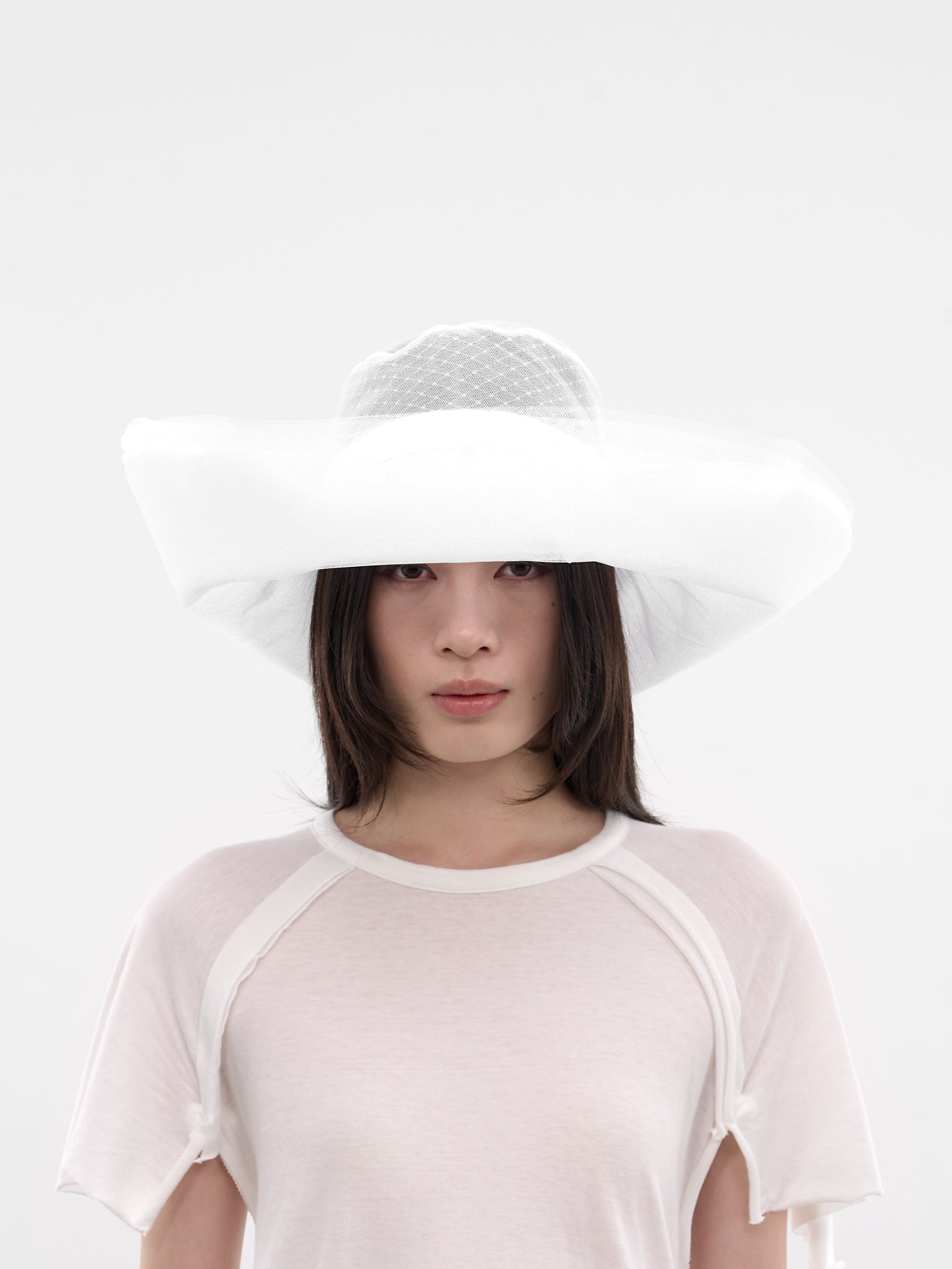 Layered Tulle Sun Hat (233-SUNSET-IVORY-WHITE)