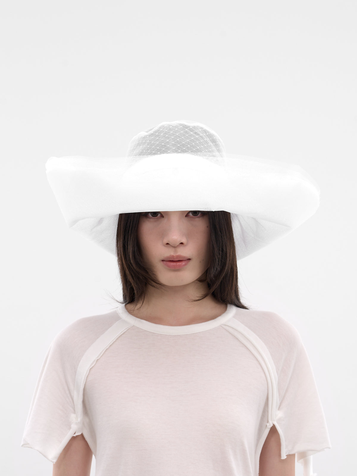 Layered Tulle Sun Hat (233-SUNSET-IVORY-WHITE)