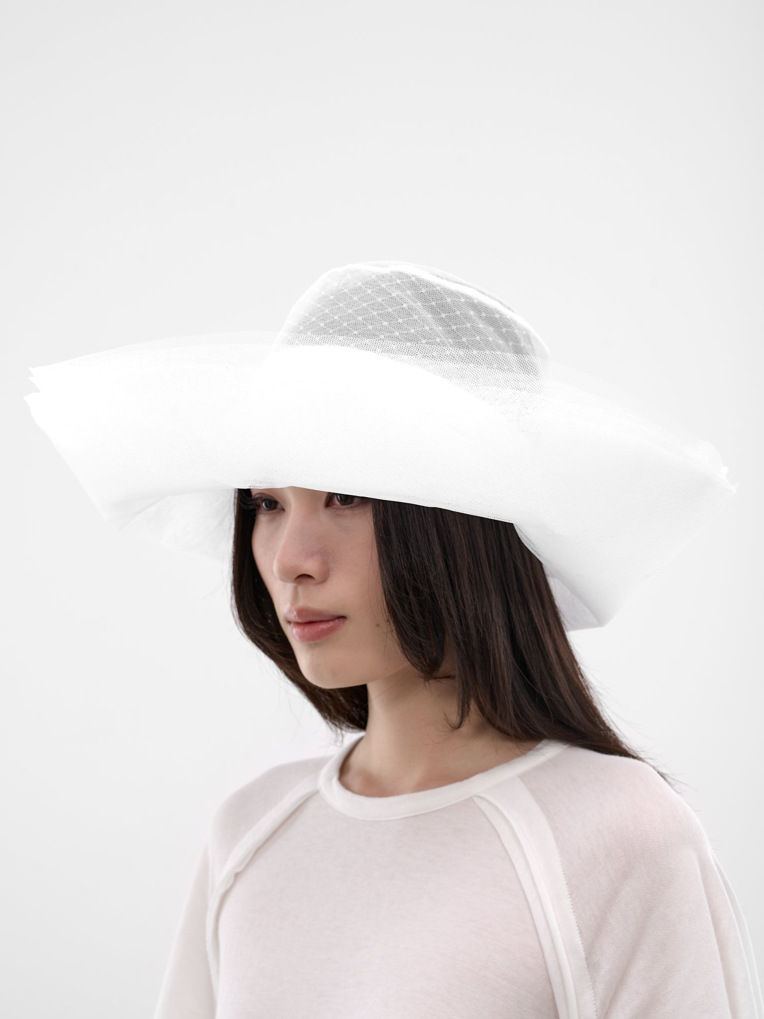 Layered Tulle Sun Hat (233-SUNSET-IVORY-WHITE)