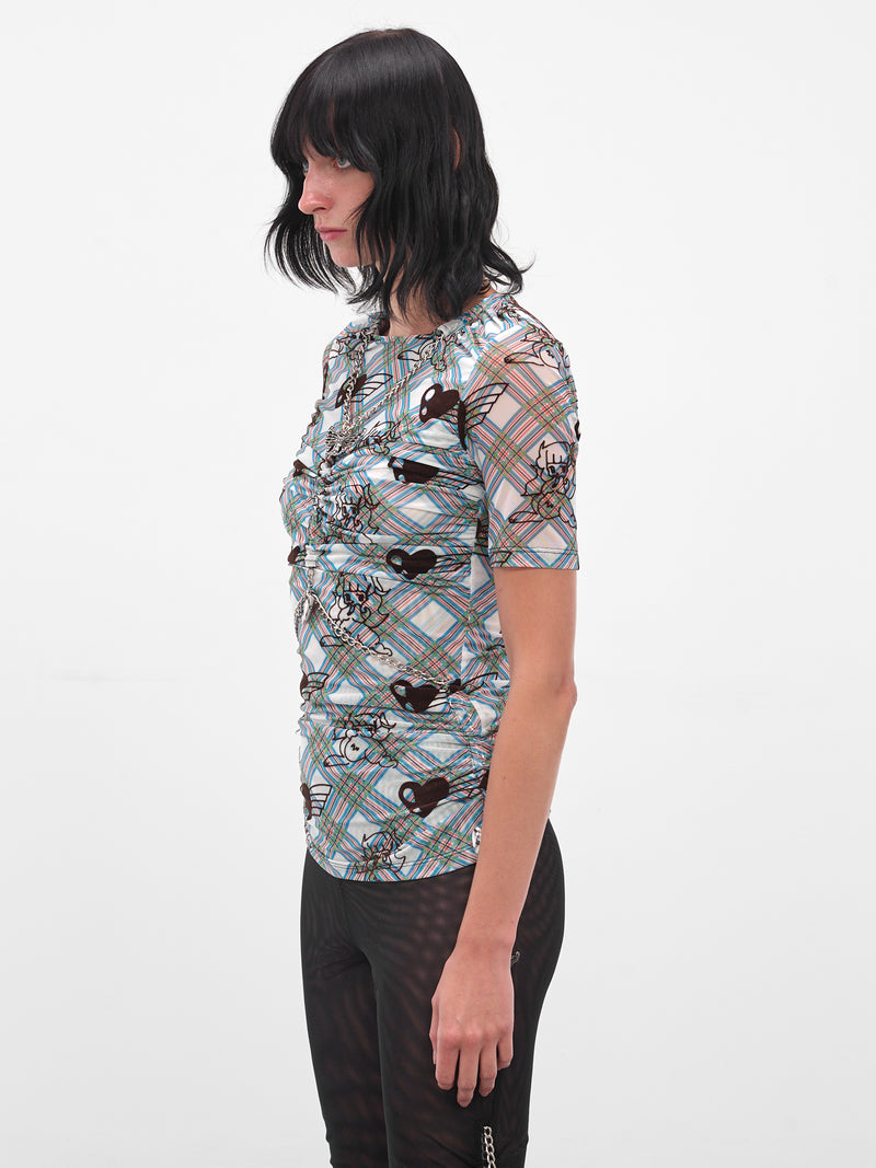 Blue Sonicscape Tartan Mesh Top (2330-SONICSCAPE-BLUE-MULTI)