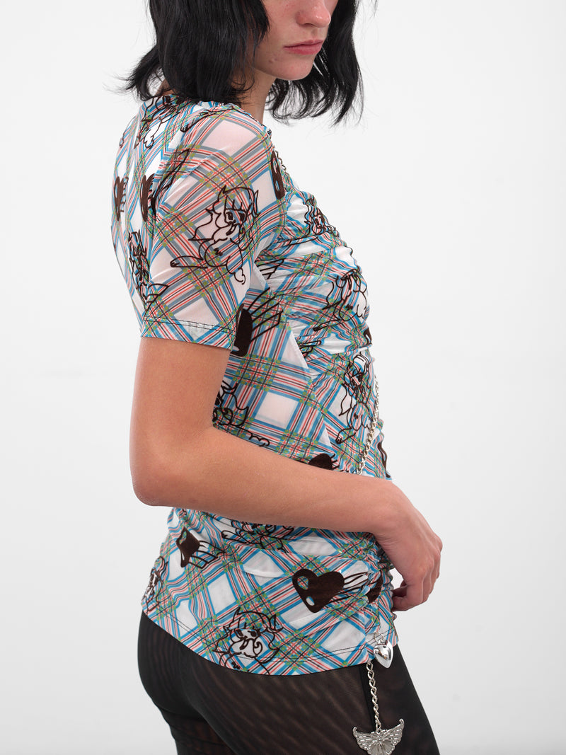 Blue Sonicscape Tartan Mesh Top (2330-SONICSCAPE-BLUE-MULTI)
