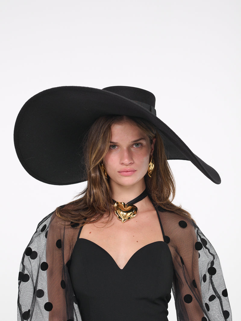 Oversized Felted Capeline (23AAA0081FEL017-U900-BLACK)