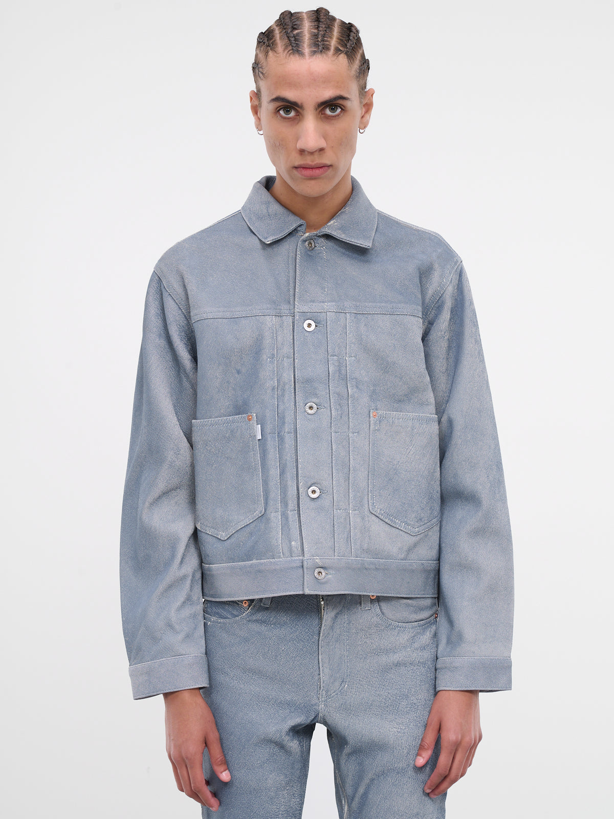 Gill Leather Denim Jacket (23AWLA15-GILL-INDIGO)