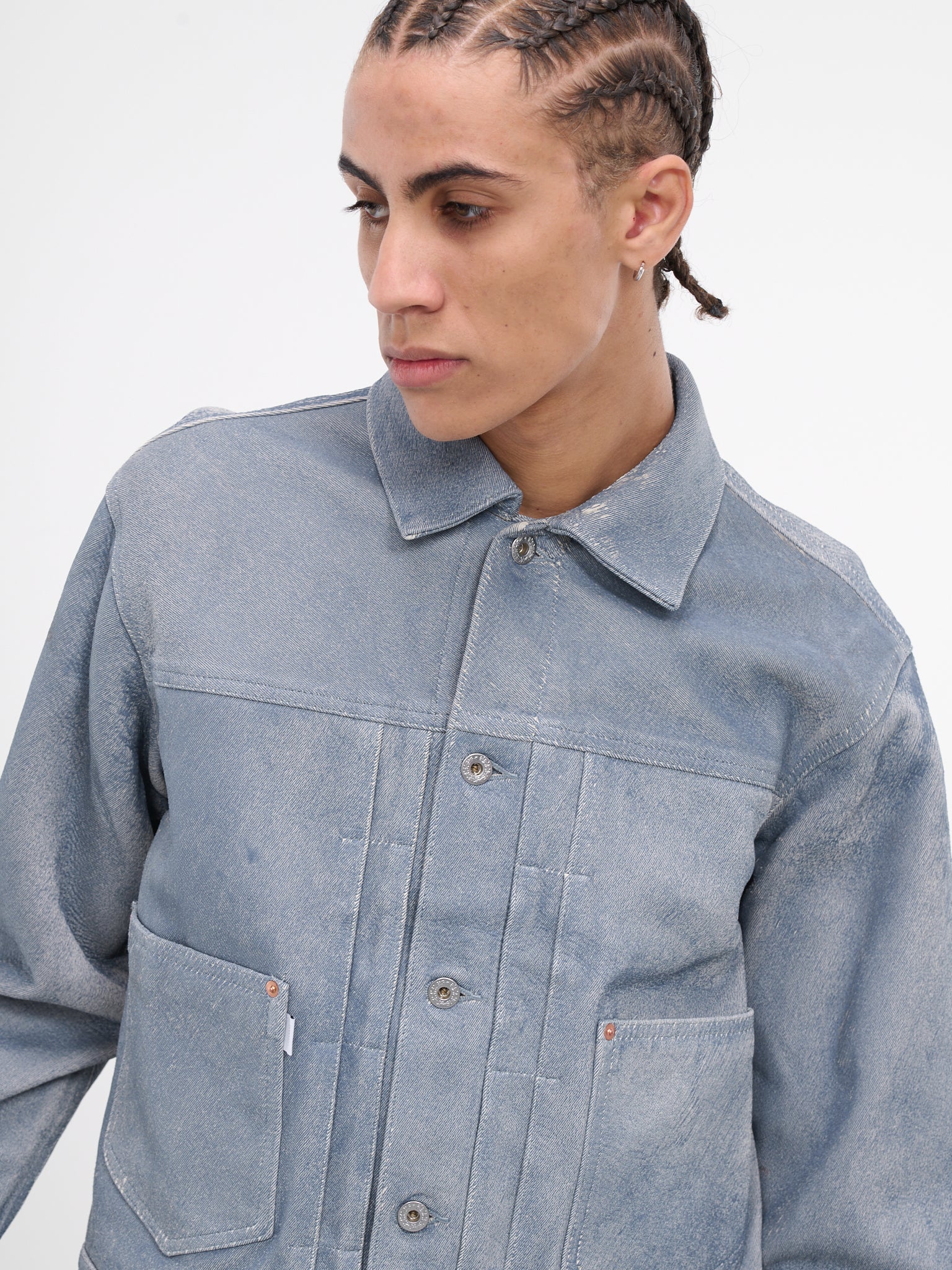 Gill Leather Denim Jacket (23AWLA15-GILL-INDIGO)