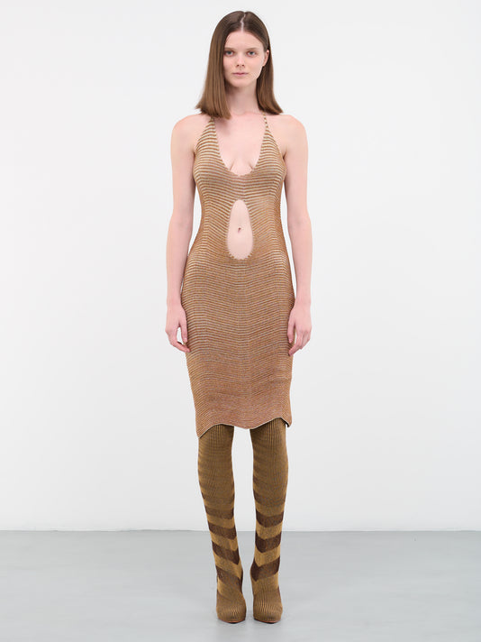 Keyhole Knit Dress (23DR023C-BRASS)