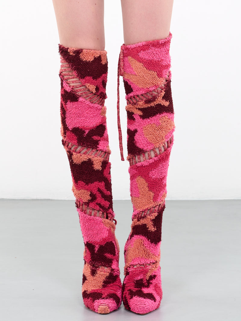 Knee-High Knit Boots (23SH02-CAMOPINK)