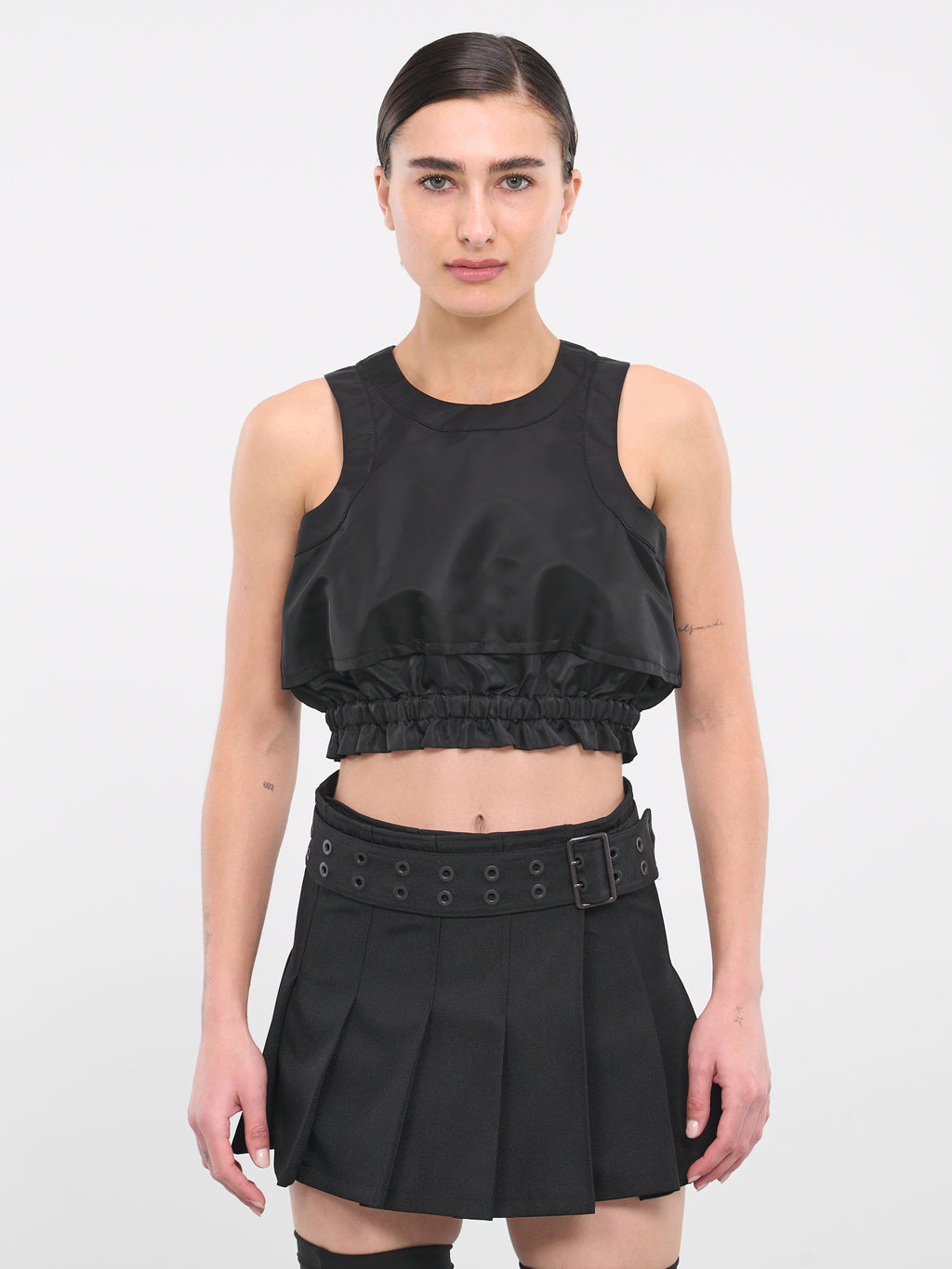 Nylon Twill Cropped Tank (24-07088-001-BLACK)
