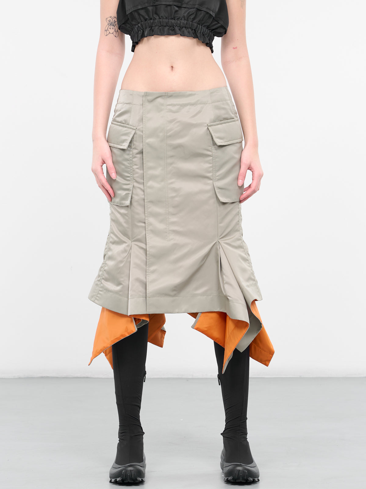 Nylon Twill Bomber Skirt (24-07089-535-LIGHT-GREEN)