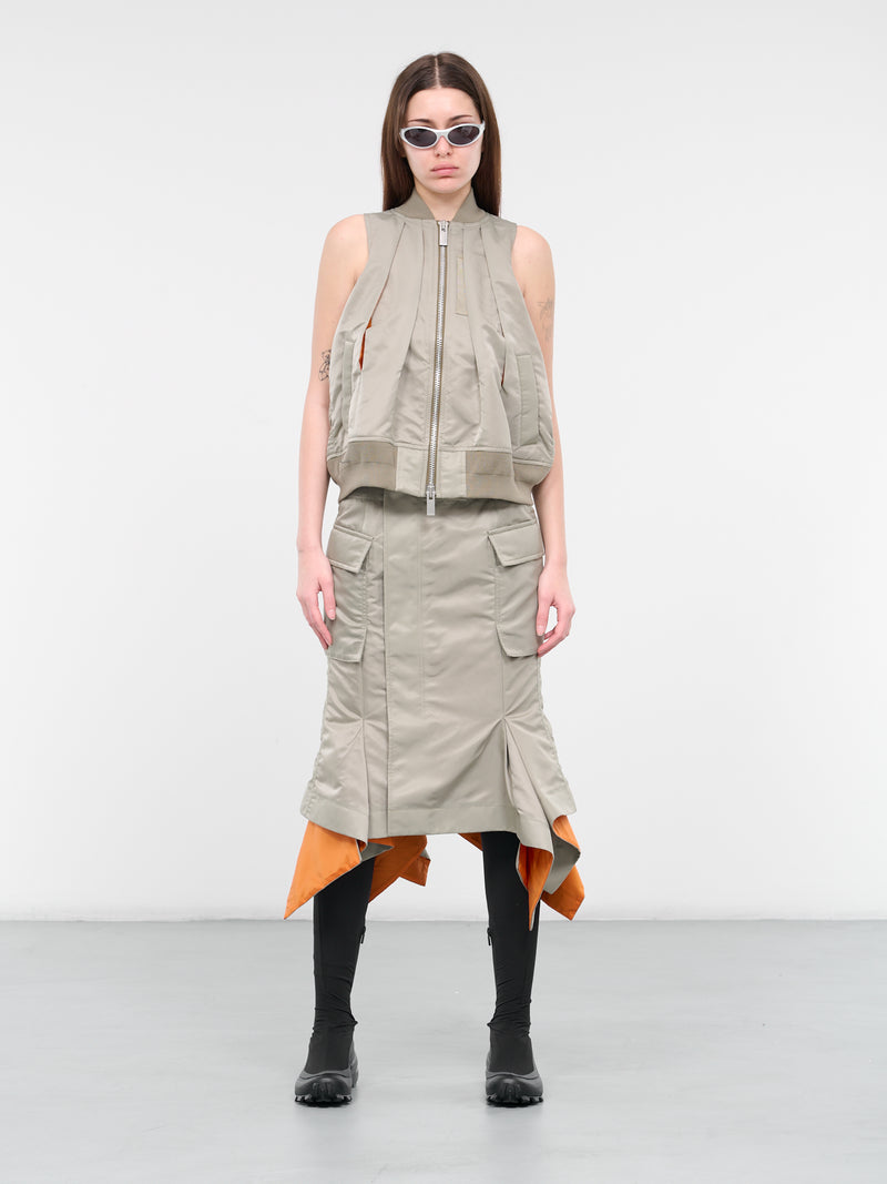 Nylon Twill Bomber Skirt (24-07089-535-LIGHT-GREEN)