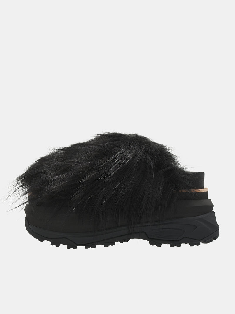 Faux Fur Sandals (24-07477-001-BLACK)