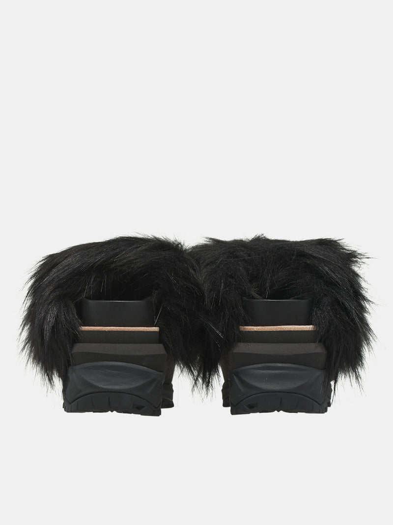 Faux Fur Sandals (24-07477-001-BLACK)