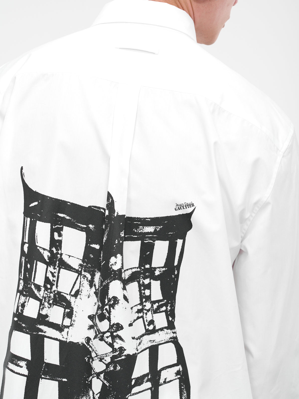 Cage Trompe L'oeil Print Shirt (24-25-F-CH038I-C051-WHITE-BLAC)