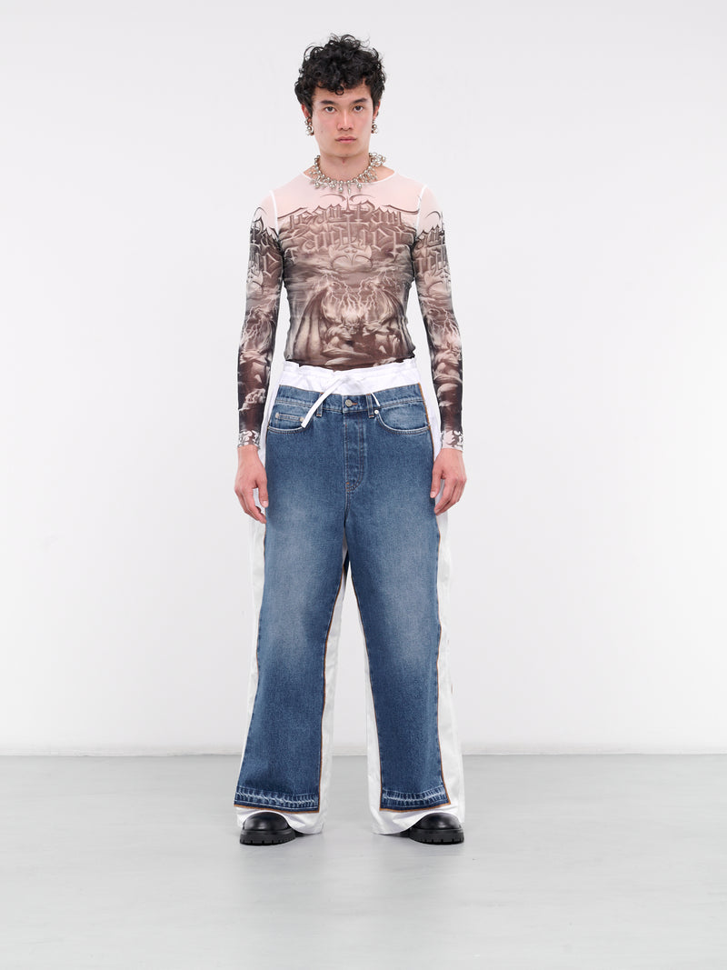 Denim Jean Detailed Pants (24-25-U-JE124I-D013-BLUE-WHITE)