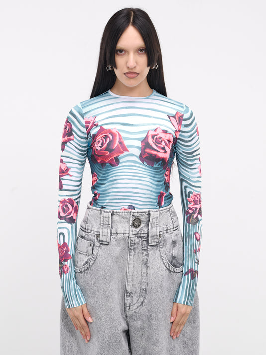 Flower Body Morphing Print Top (24-25-U-TO186-J551-MULTI) 