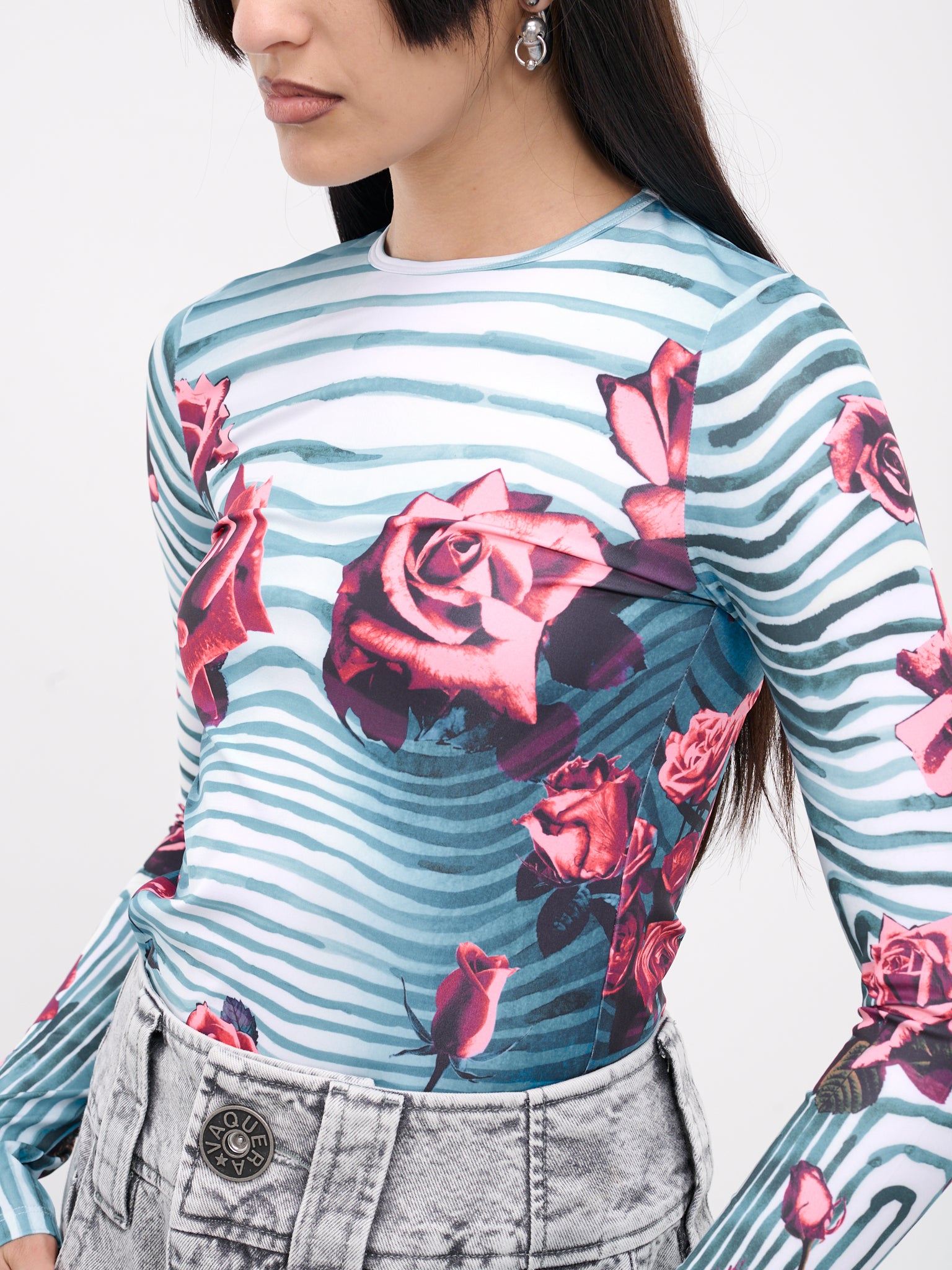 Flower Body Morphing Print Top (24-25-U-TO186-J551-MULTI)