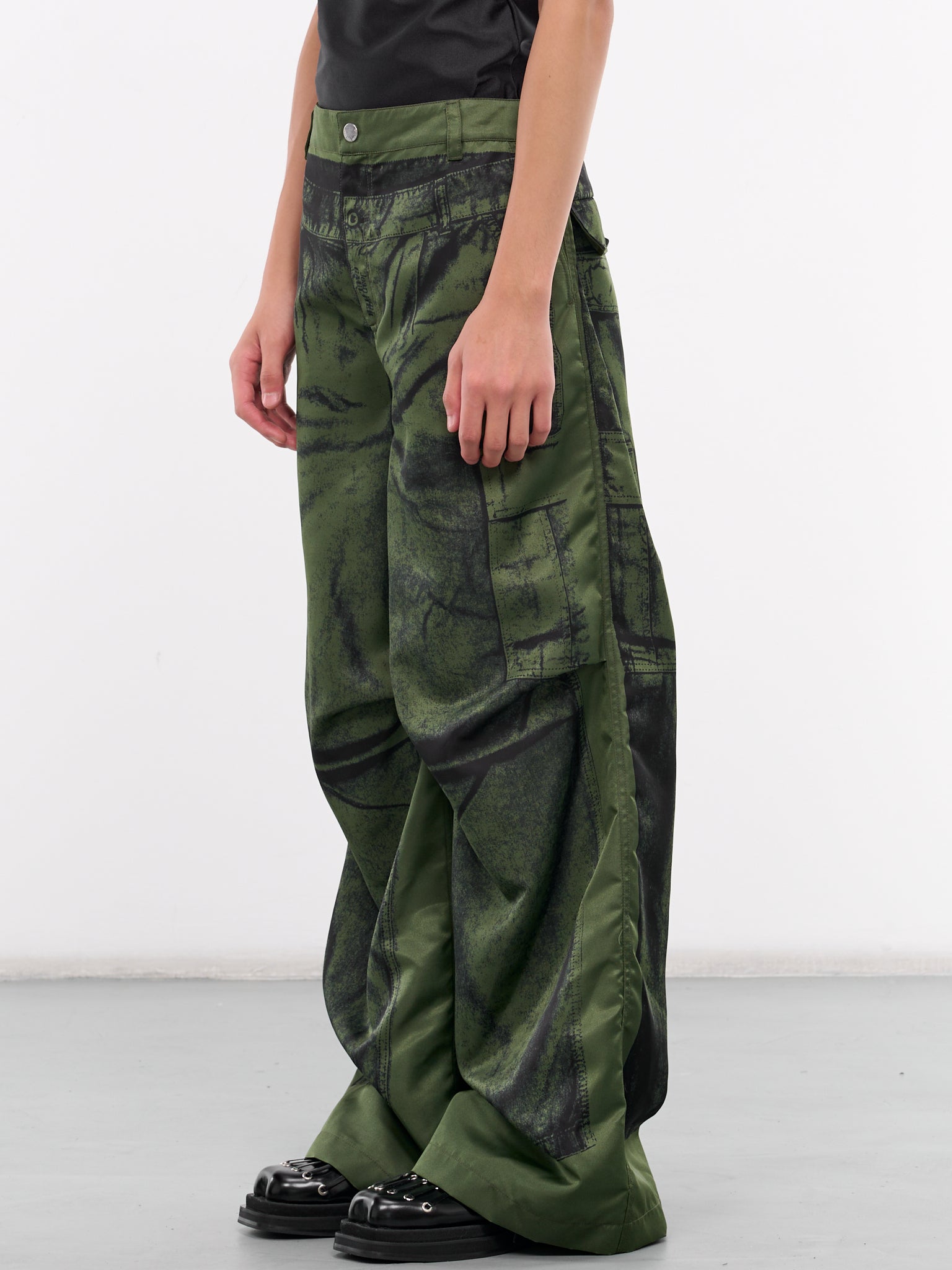 Trompe L'oeil Cargo Pants (24-30-F-PA134-C539-KHAKI-BLACK)
