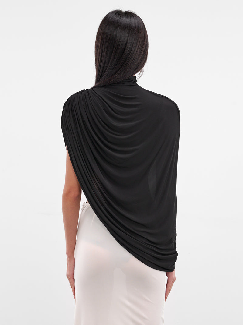 Black Bat Wing Draped Top (240-T07-BLACK)