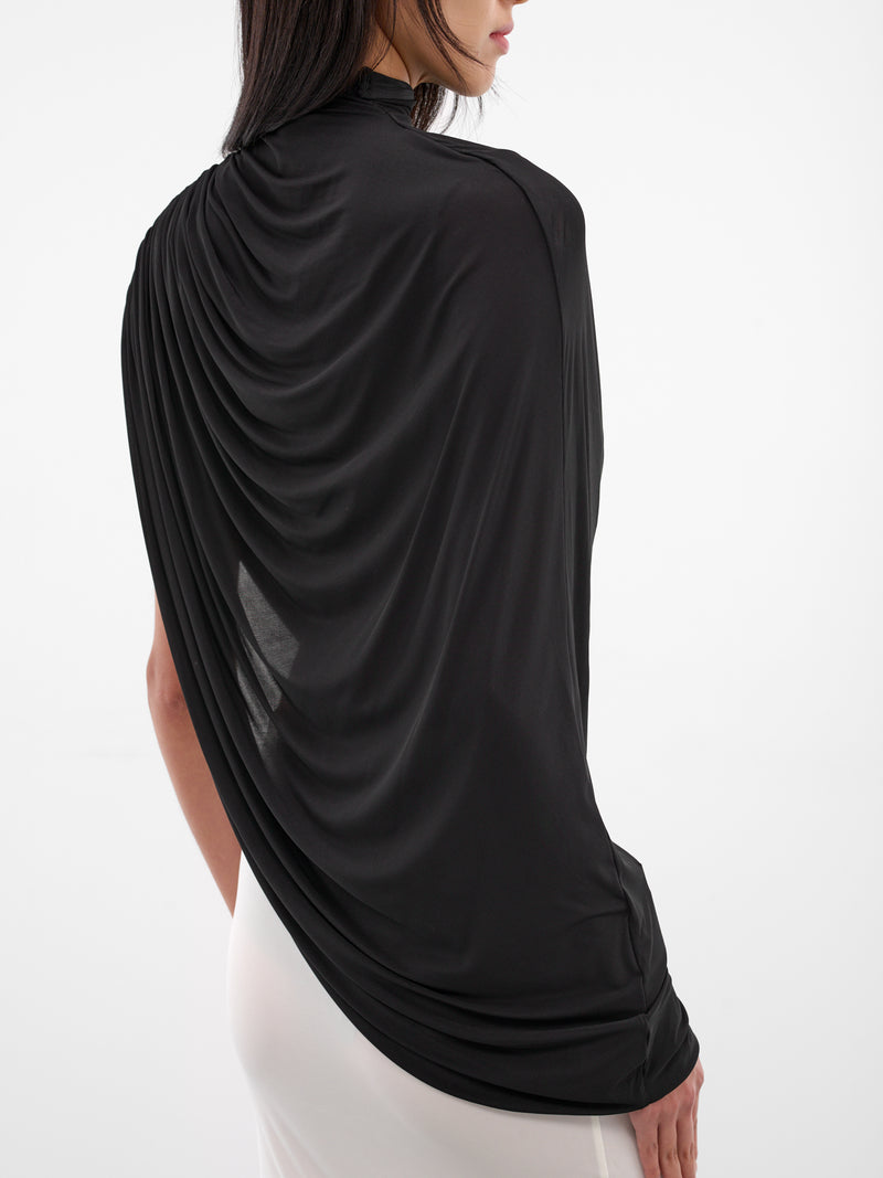 Black Bat Wing Draped Top (240-T07-BLACK)