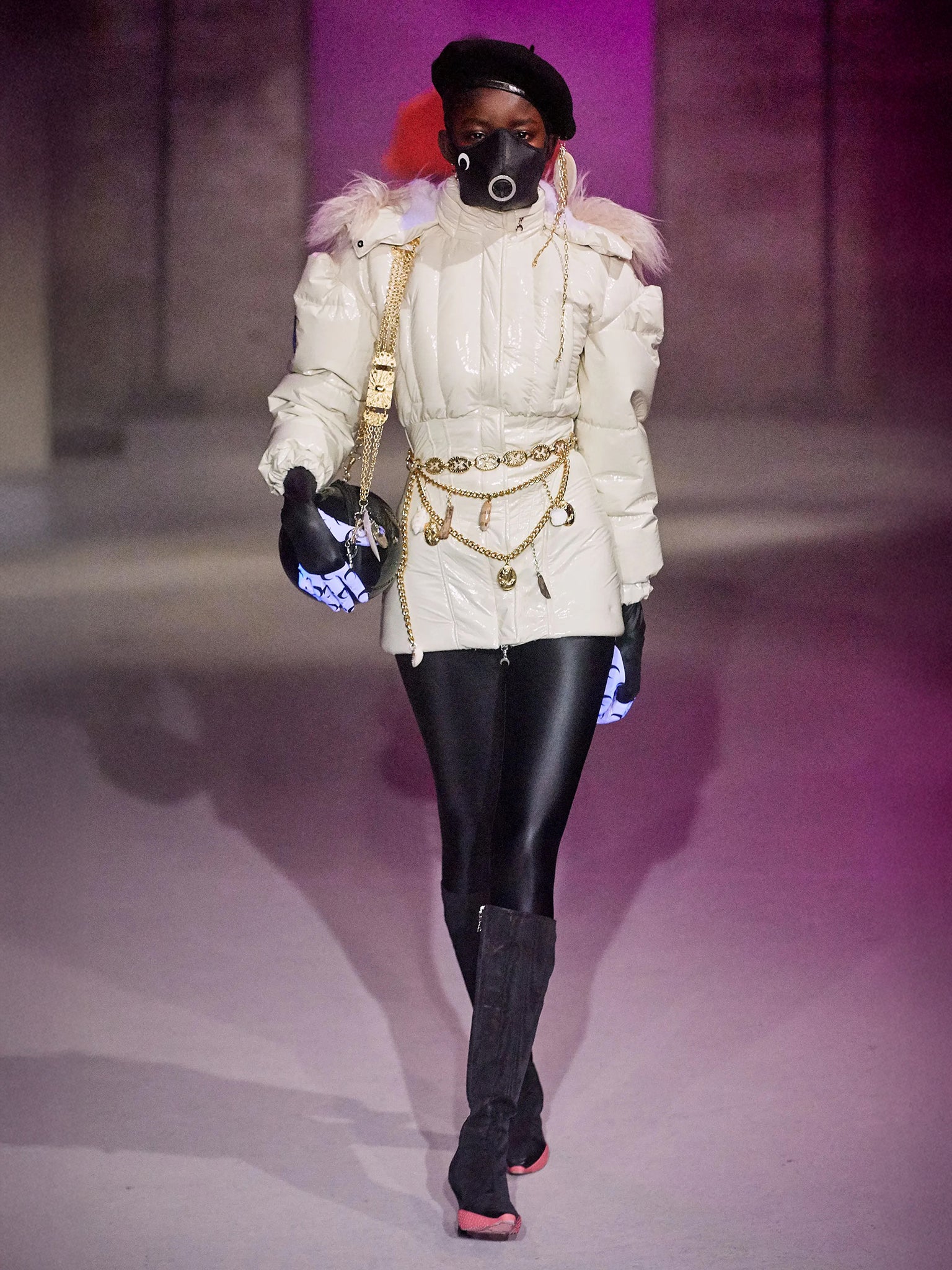 Ivory Fur Trim Puffer Jacket (J23-IVORY)