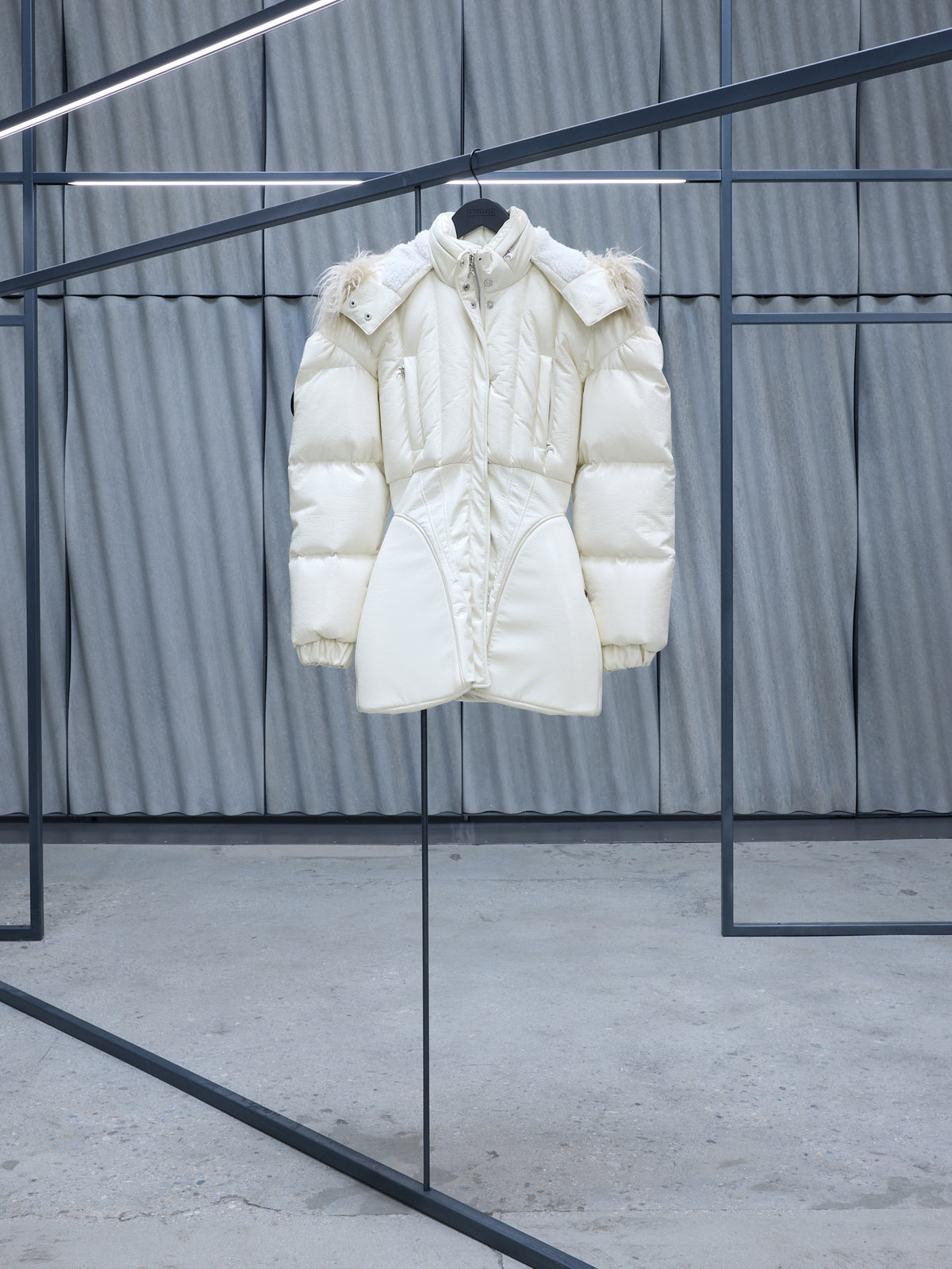 Ivory Fur Trim Puffer Jacket (J23-IVORY)