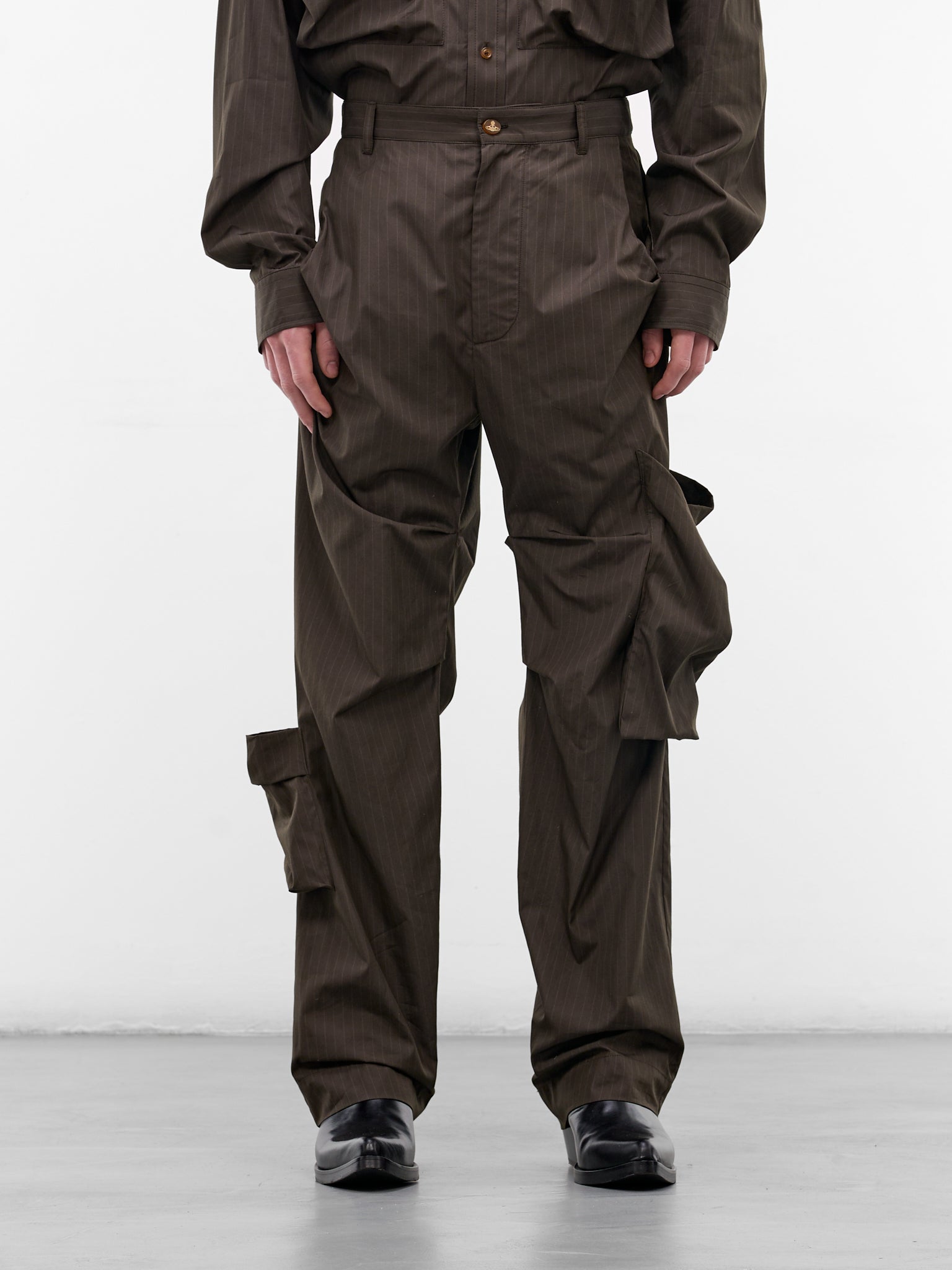 VIVIENNE WESTWOOD Pinstripe Draped Trousers - front